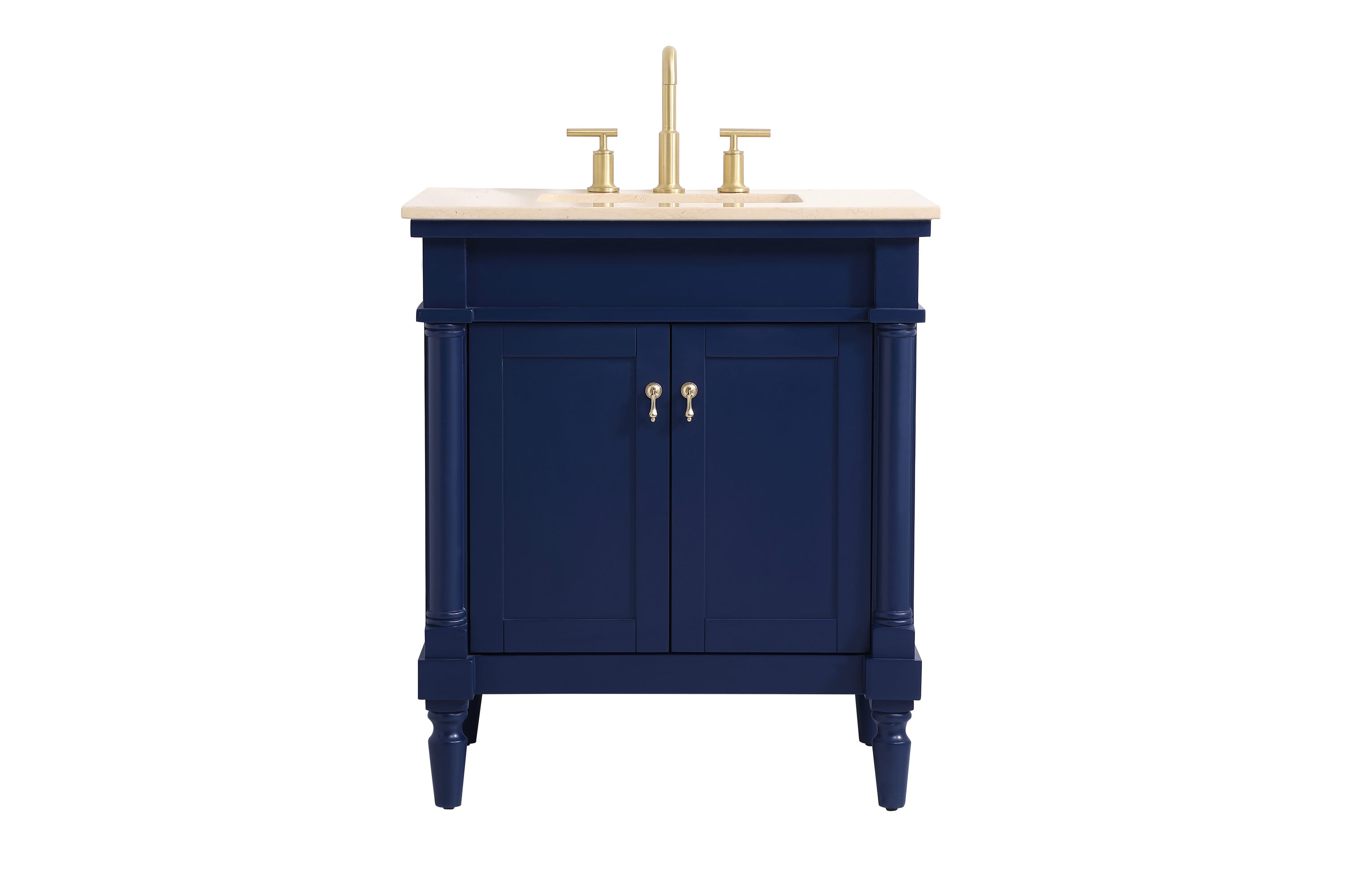 Elegant Decor HF3090BL Home Furnishing 30-in Blue Undermount Single sink Bathroom Vanity with Cream Marble Top