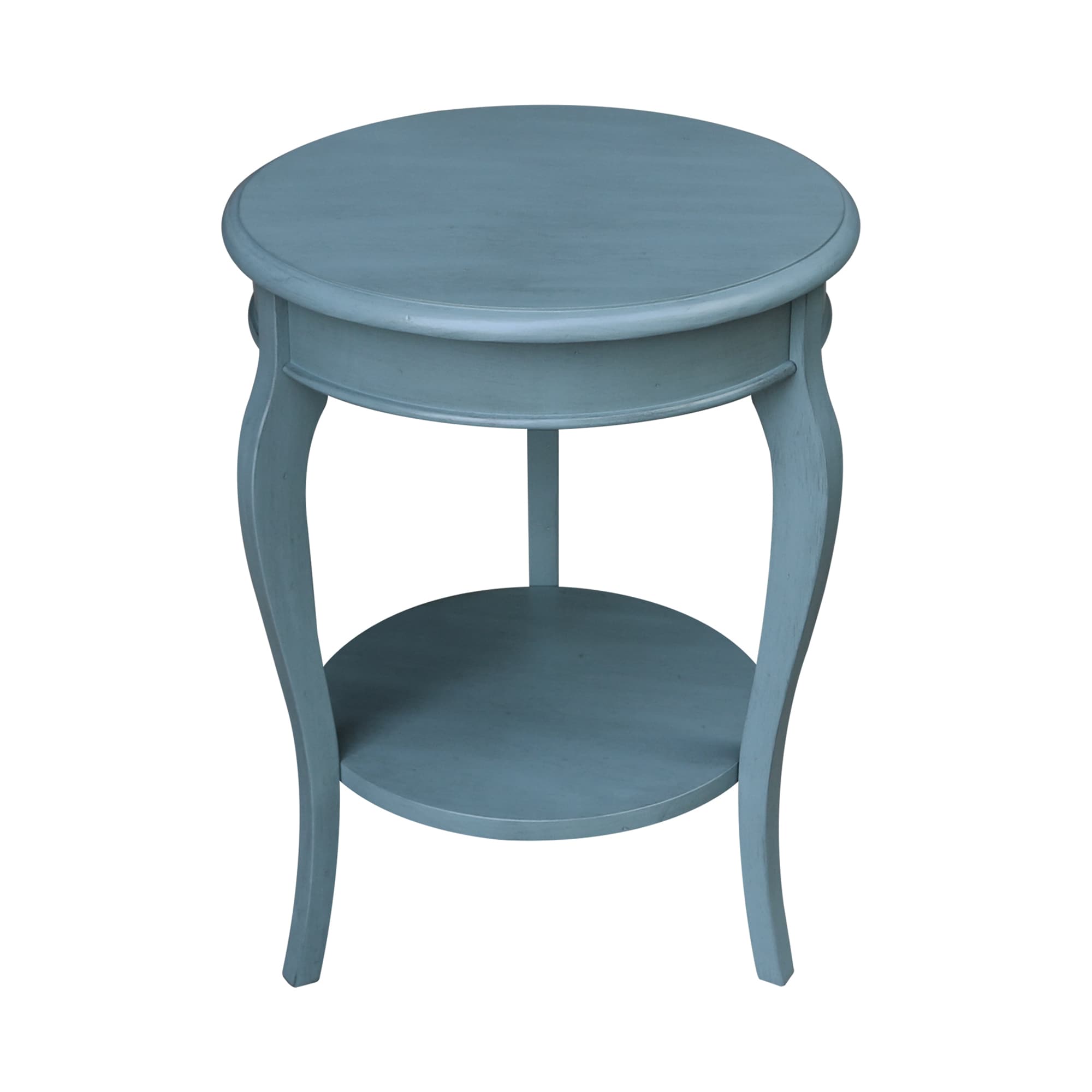 International Concepts OT32-18R-18 Cambria 18-in W x 24-in H Ocean Blue Wood Round Casual End Table with Storage Assembly Required