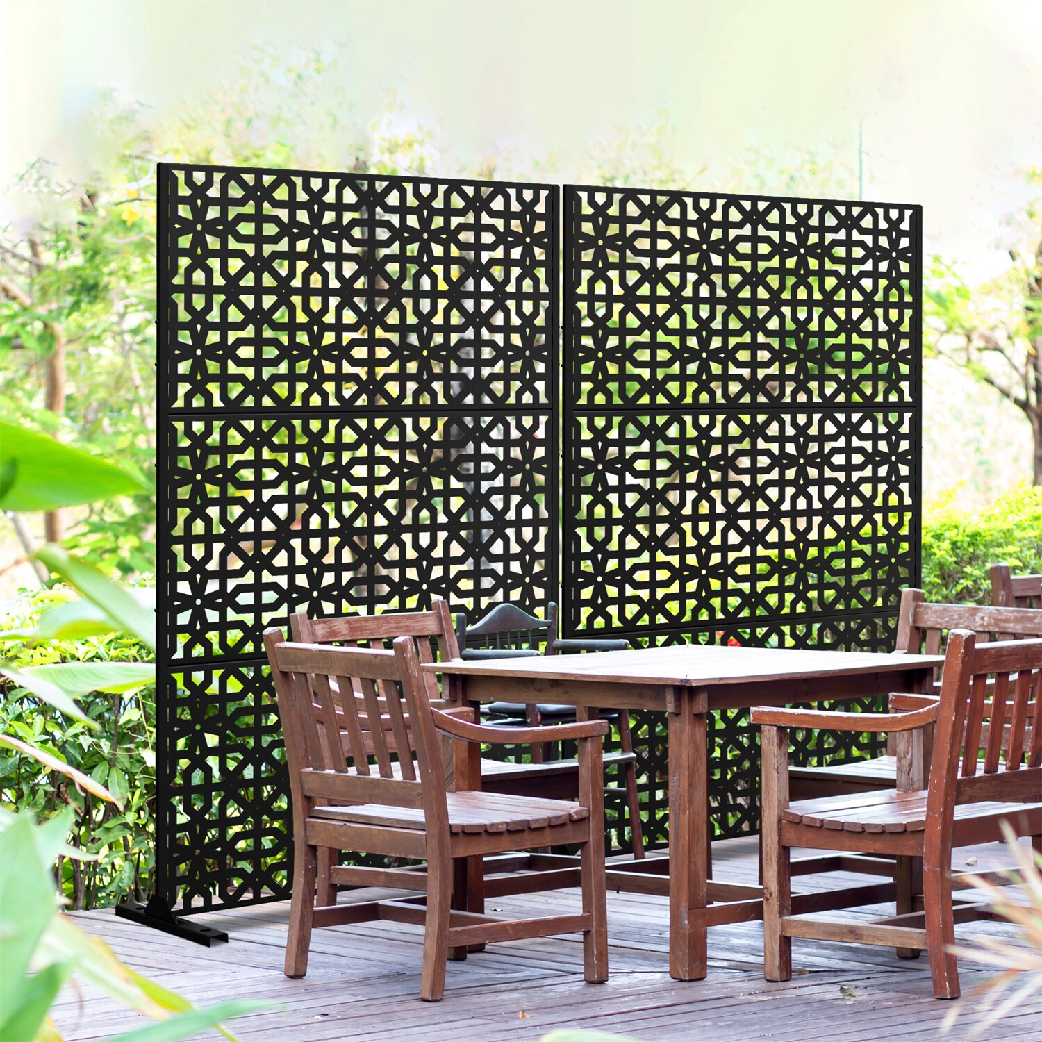 Dovelina LS-23113003 01 47-in W x 71-in H Black Steel Outdoor Privacy Screen