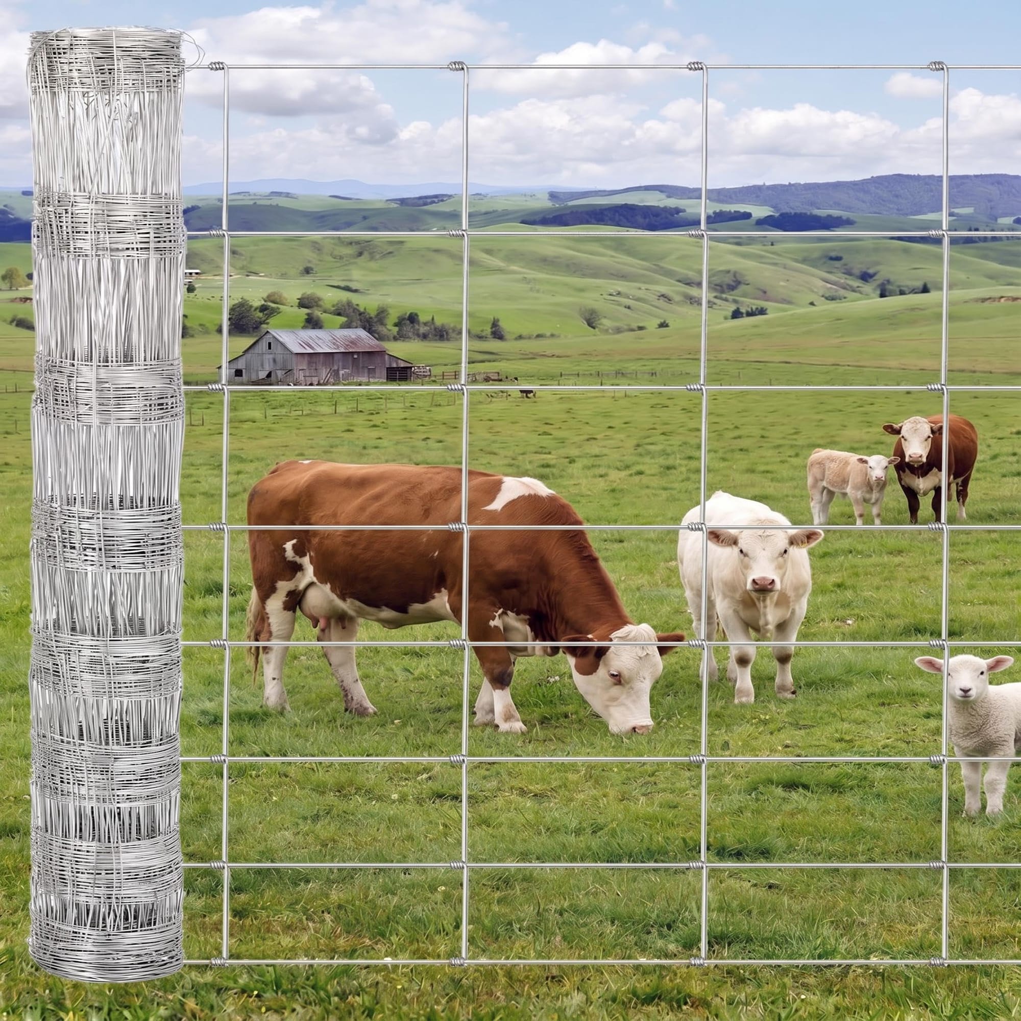 GarveeLife 4ft x 164ft 12 Gauge Galvanized Metal Wire Mesh Roll Heavy Duty Livestock and Farm Fencing