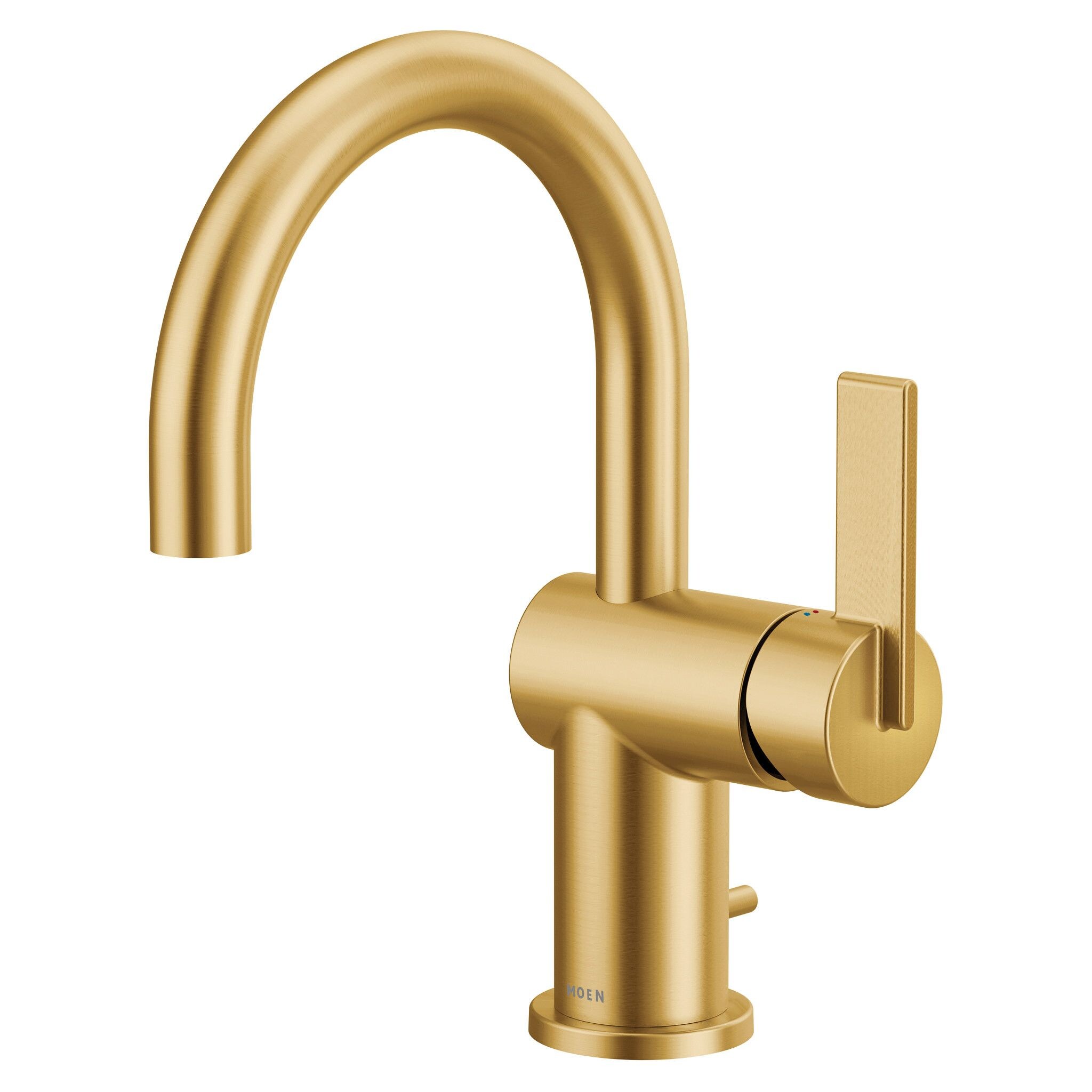 Moen Cia Brushed Gold 1-handle Single Hole High-arc Bathroom Sink Faucet  with Drain with Deck Plate at