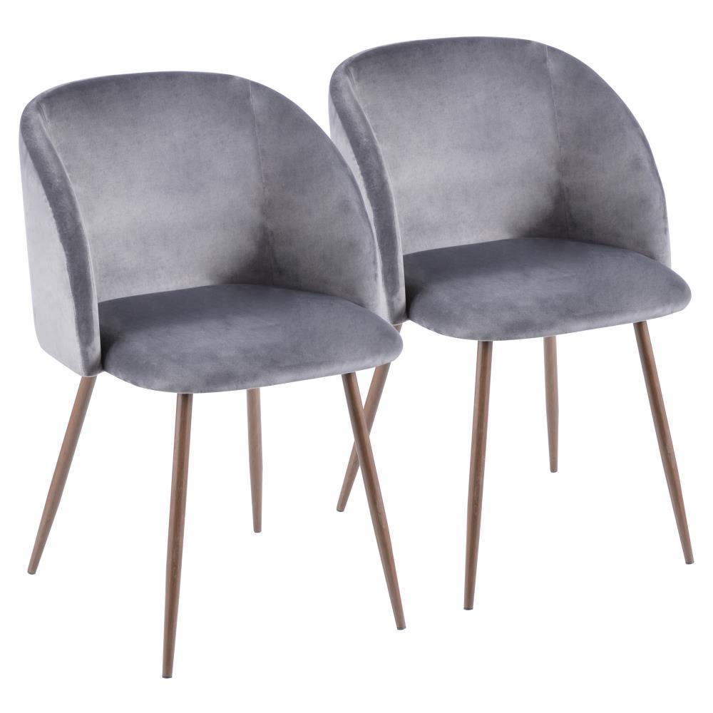 LumiSource CH-FRAN WL+GY2 2 Fran Modern Walnut, Grey Velvet Accent Chair