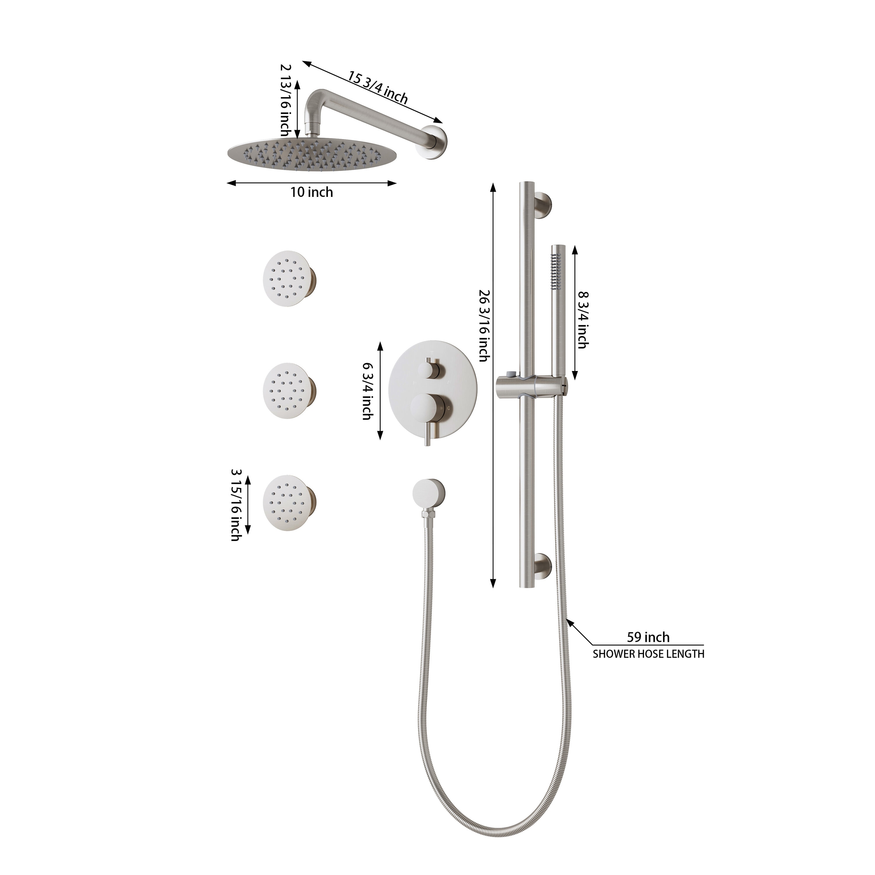 WELLFOR CR-P-10-2W02BN Showerhead-Bar-Panels - View #9