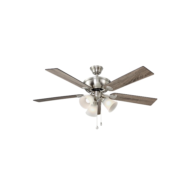 Harbor Breeze Sailor Bay 52 In Brushed Nickel Led Indoor Downrod Or Flush Mount Ceiling Fan With Light 5 Blade The Fans Department At Com - What Size Bulb For Harbor Breeze Ceiling Fan