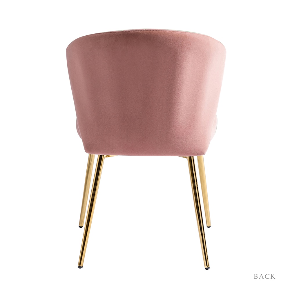 Pink Velvet Upholstered Low Side Chair with Metal Legs