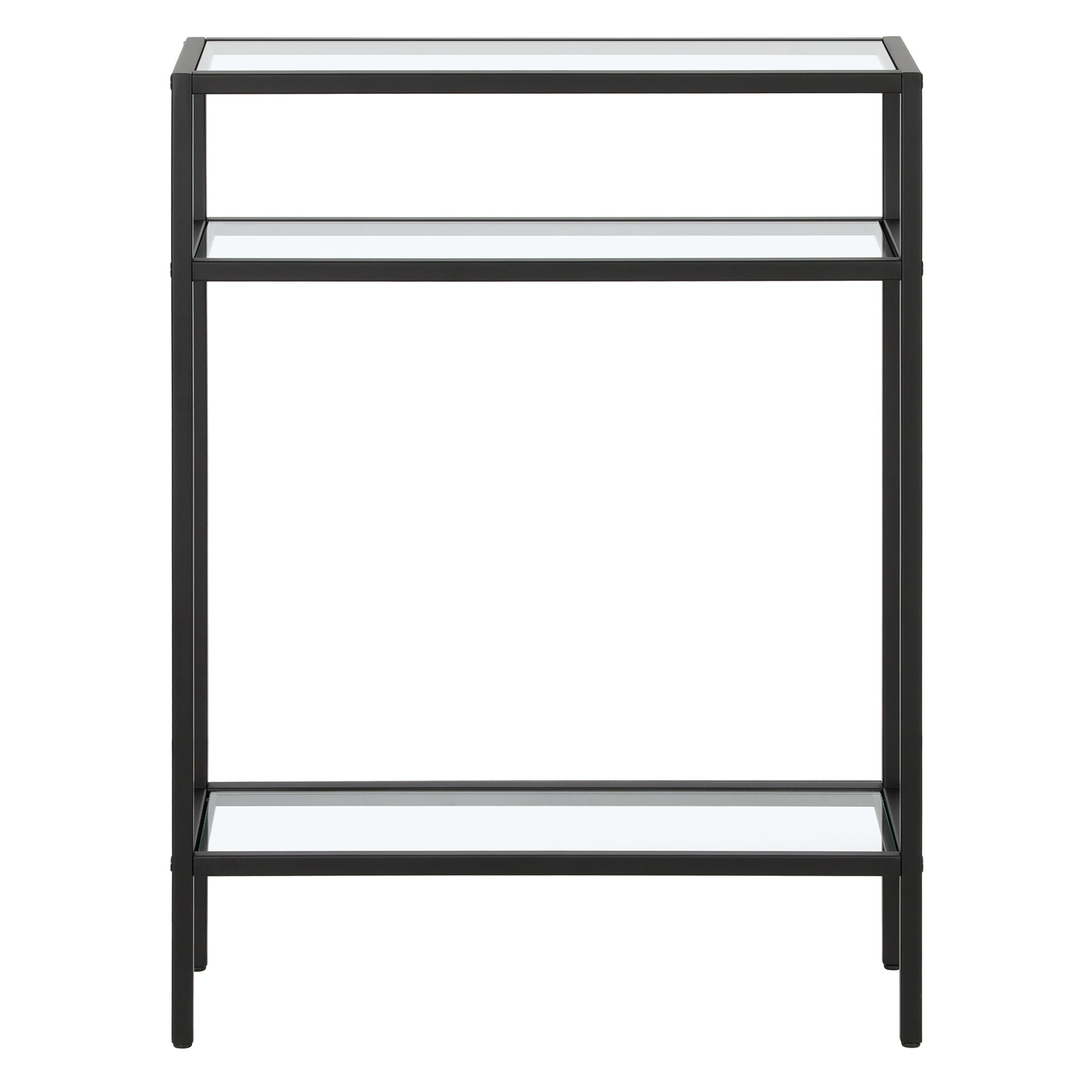 Blackened Bronze Glass Console Table with Storage, 29.5" Height