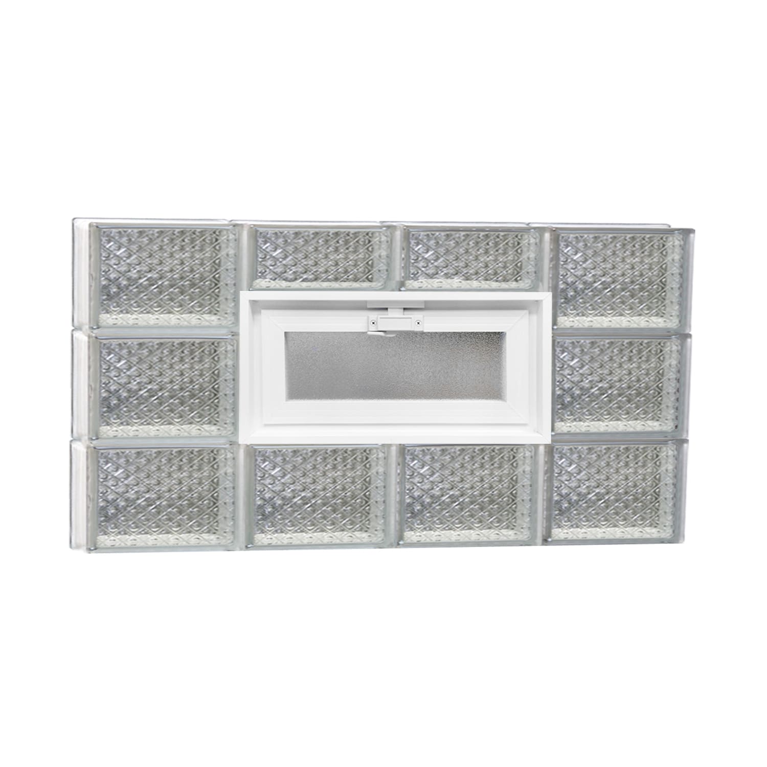 REDI2SET V3218DP Diamond Glass 31-in x 17-1/4-in Frameless Replacement Vented Glass Block Window