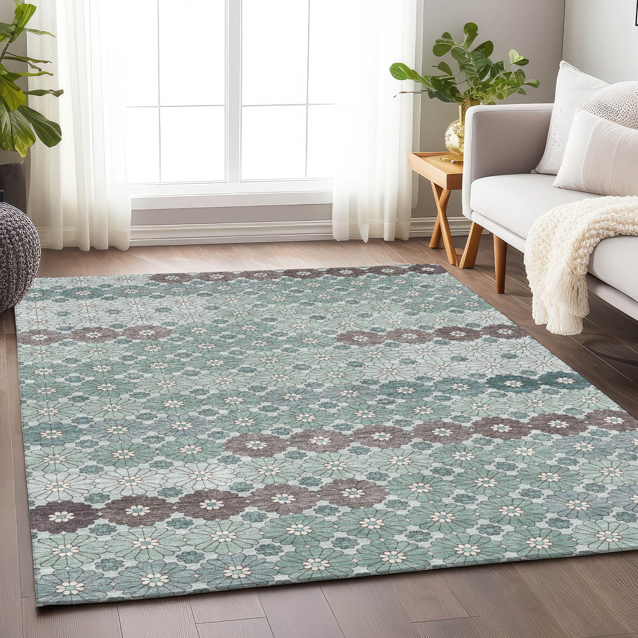 Addison Rugs ACN1678TE9X12 Chantille ACN1678TE 9 x 12 (ft) Loomed Polyester Teal Rectangular Indoor/Outdoor Machine washable Area rug