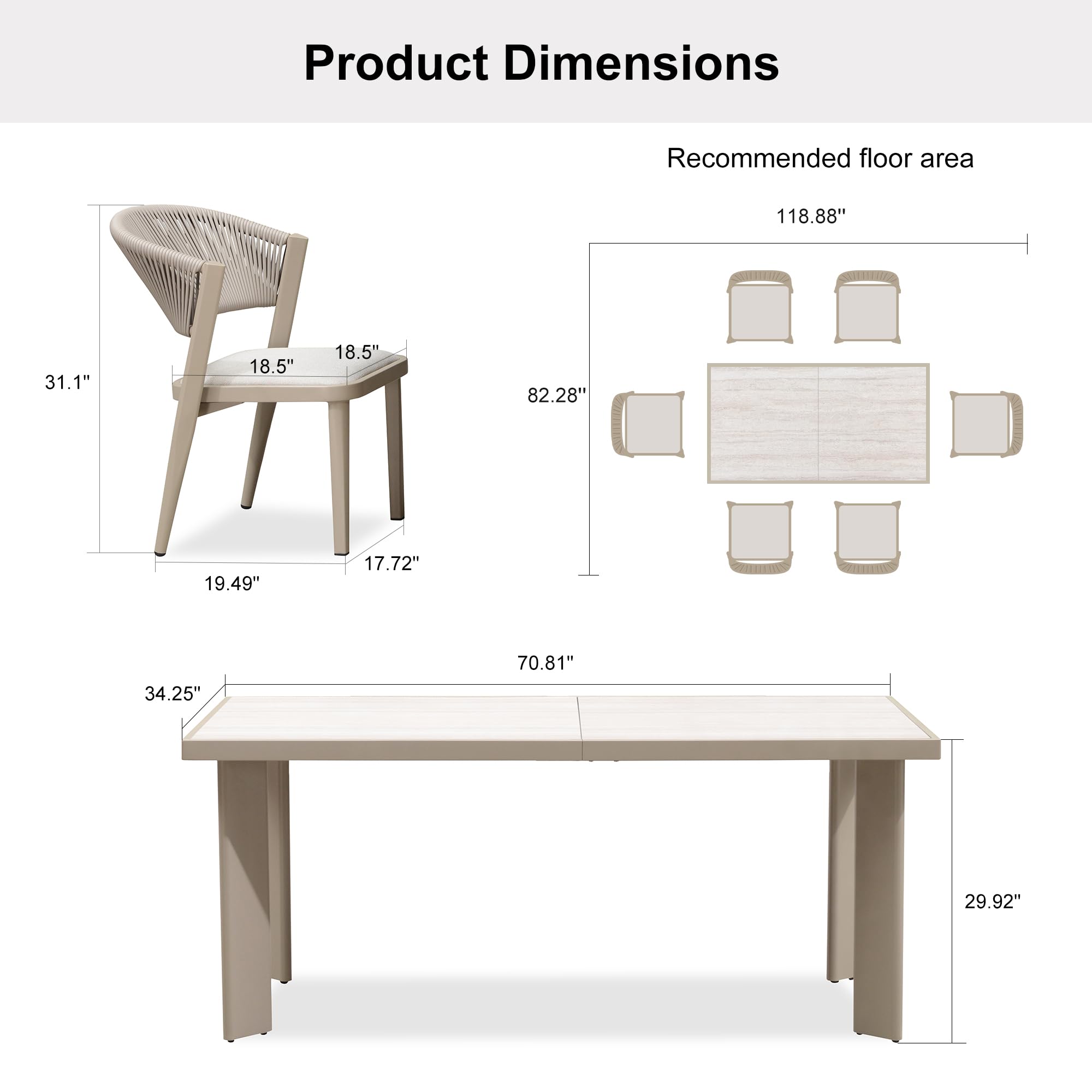 PURPLE LEAF LS04-XTMS07-CP-180 Patio-Dining-Sets - View #7