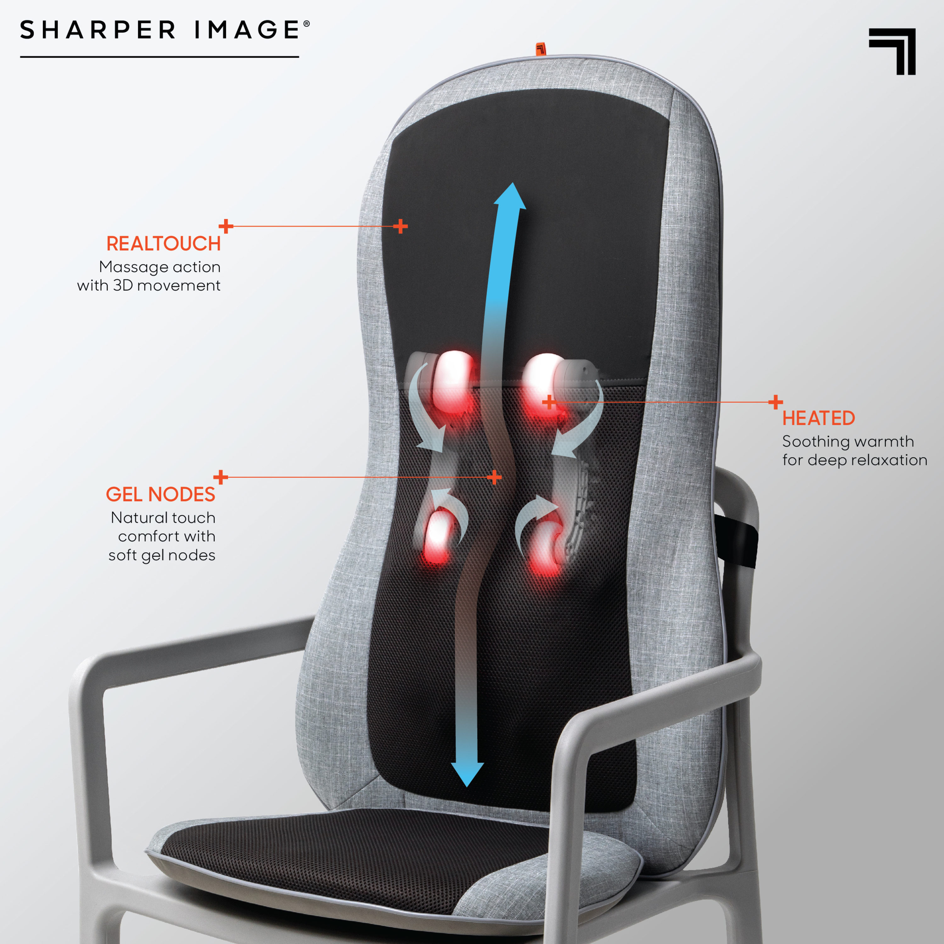 Sharper Image 3-Speed Massager Realtouch Shiatsu Wireless Neck and