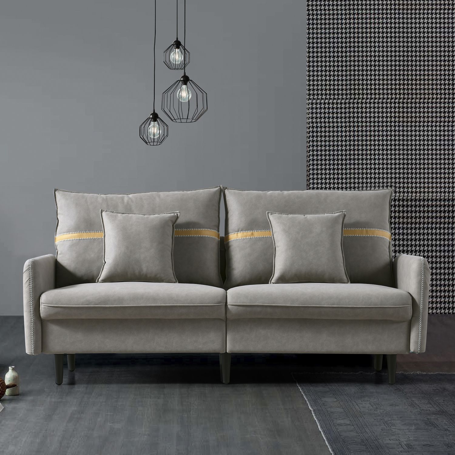 JASMODER W1036S00004 32.6-in Modern Gray Polyester/Blend Sofa