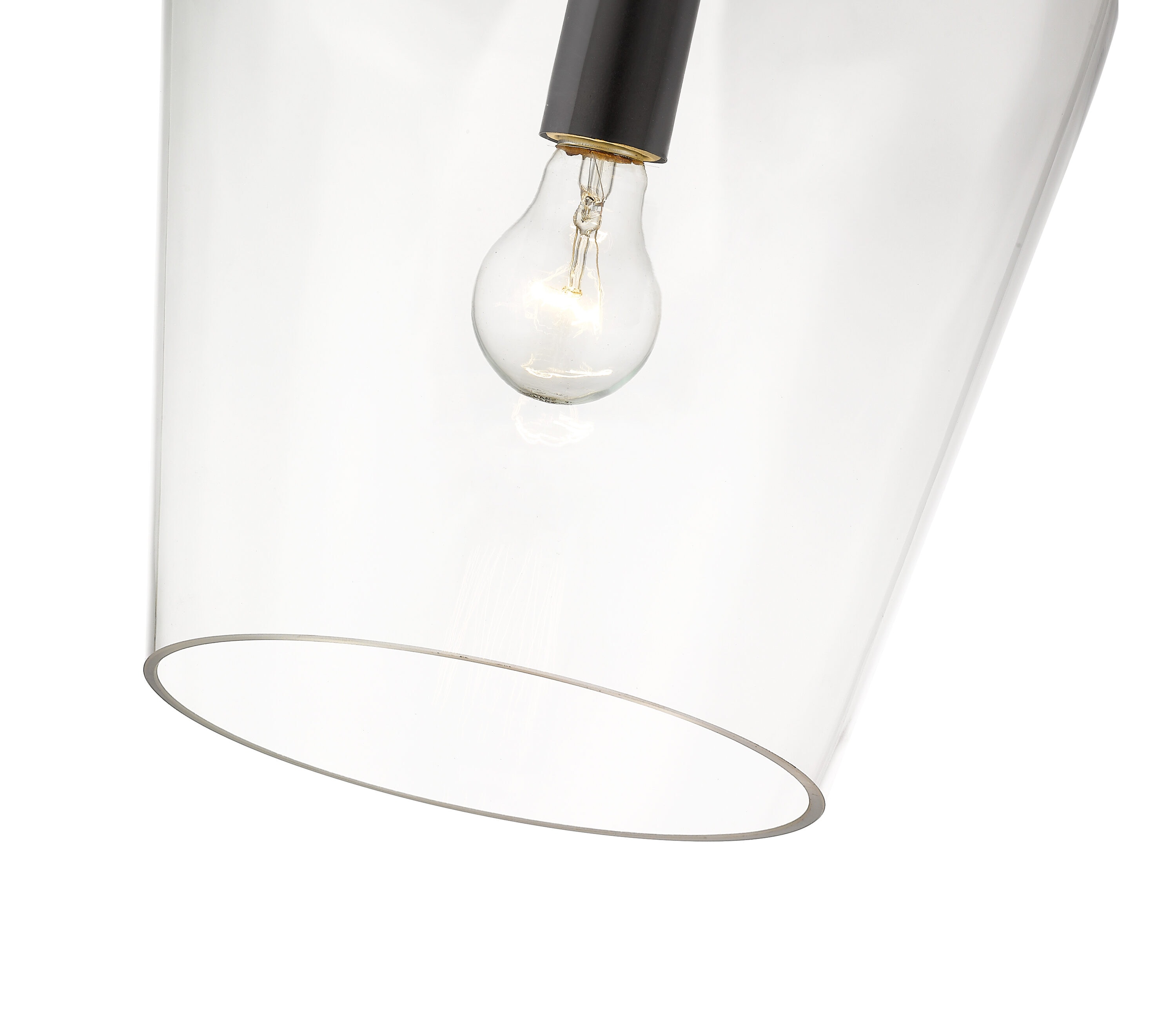 Sleek Matte Black 12'' Modern Single-Light Pendant with Clear Glass Shade