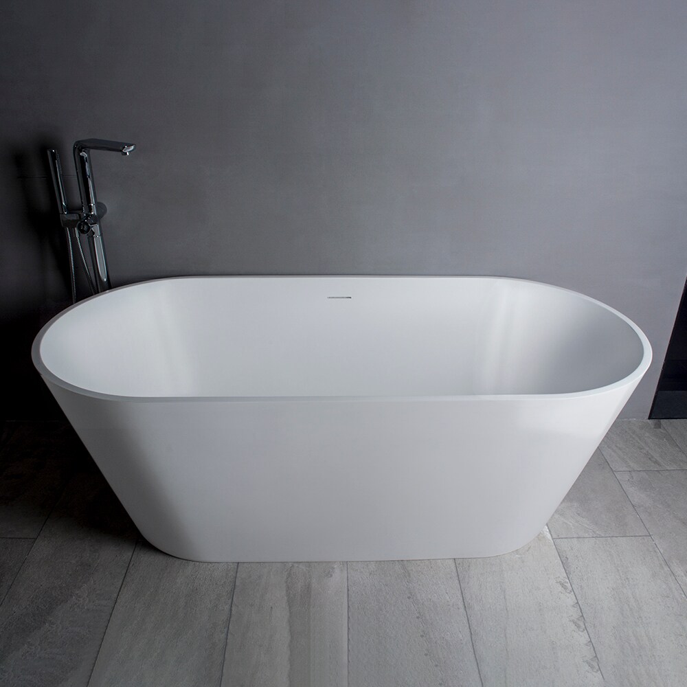 Glossy White 59'' Freestanding Solid Surface Bathtub