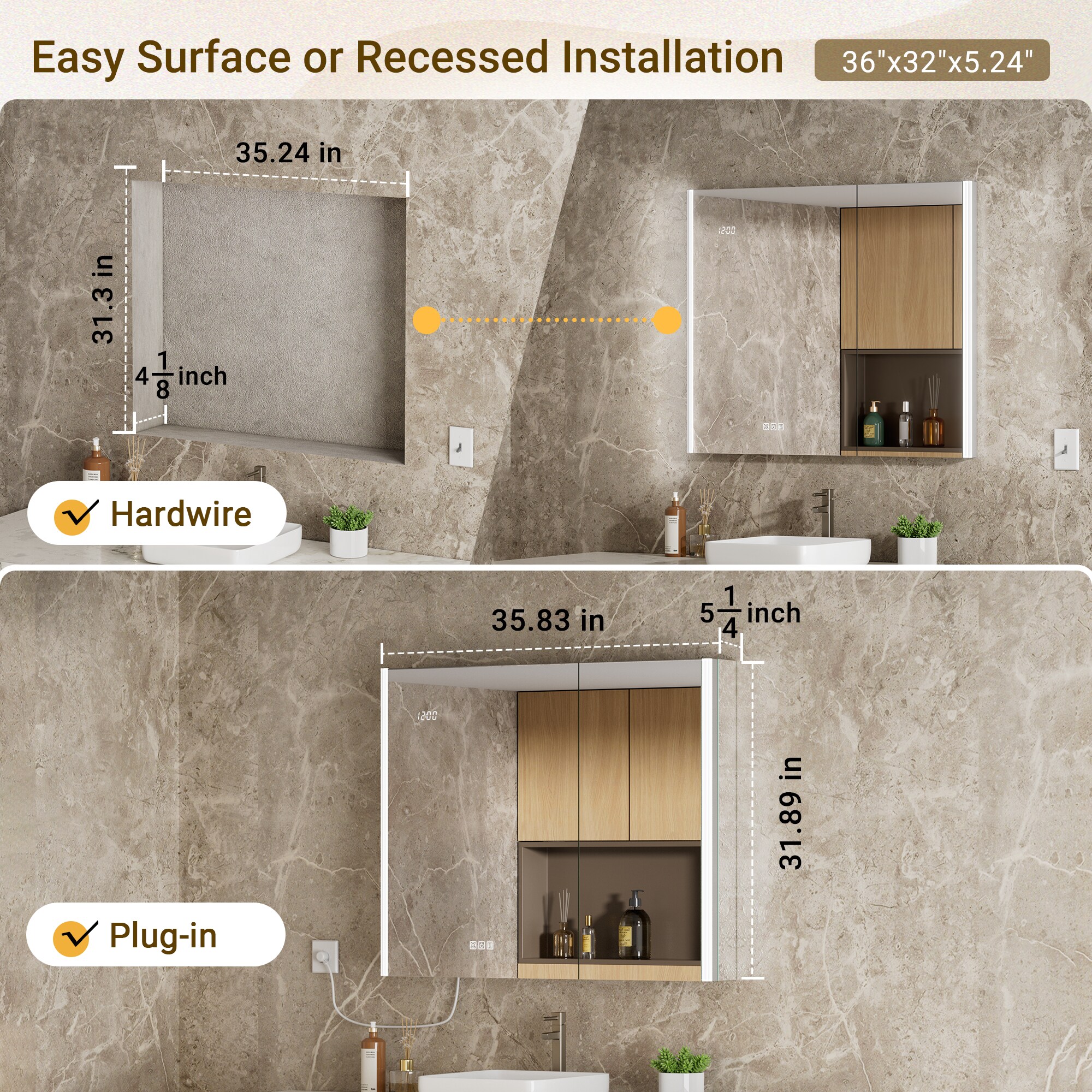 QueenFun WSMCALP3632 Bathroom-Medicine-Cabinets - View #5