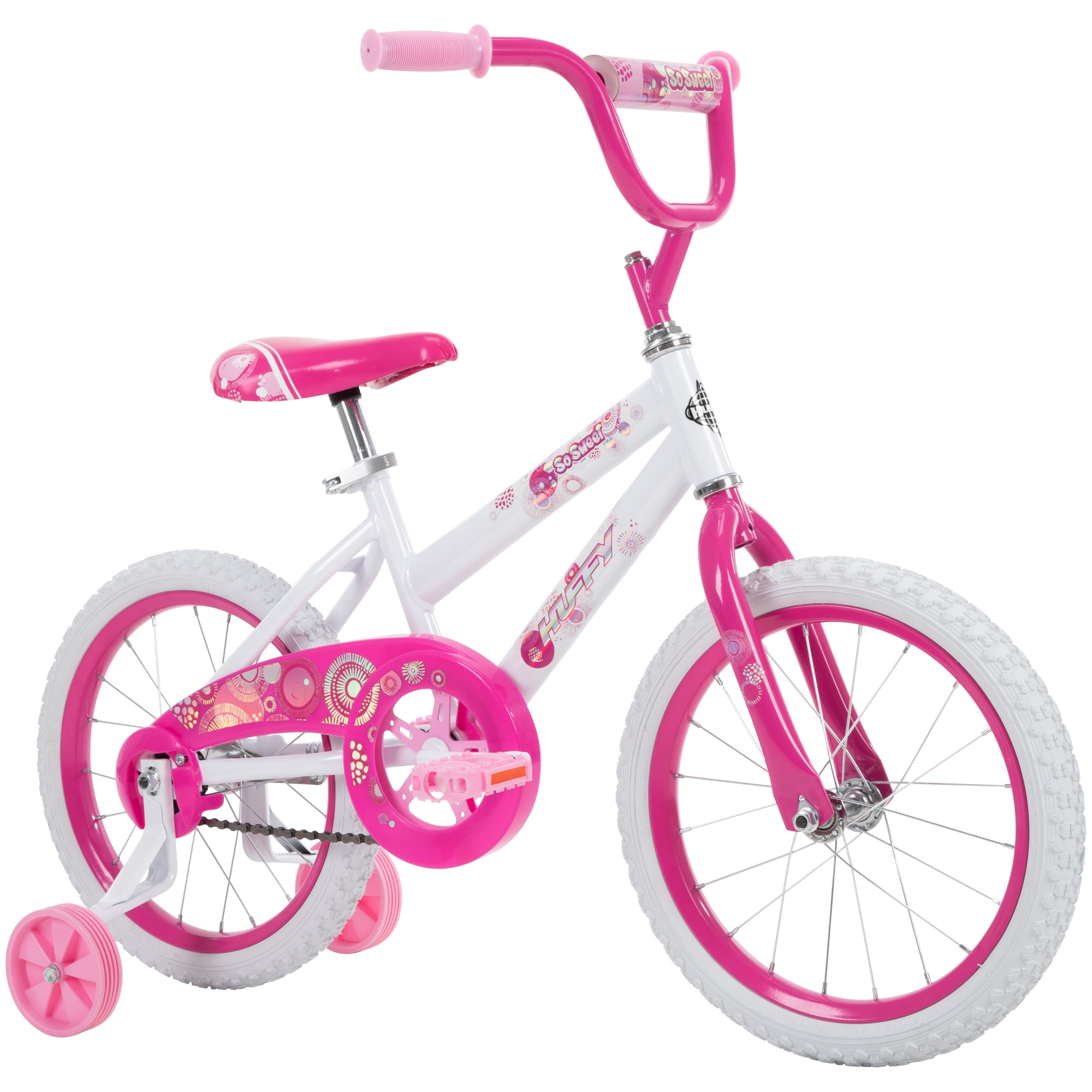 Huffy 16-in Girl's Bike with Training Wheels, Padded Seat, and Wide ...