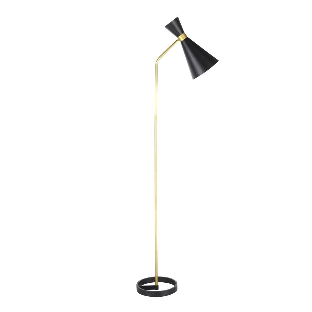 LumiSource Tux 63-in Black Metal, Gold Metal Shaded Floor Lamp at