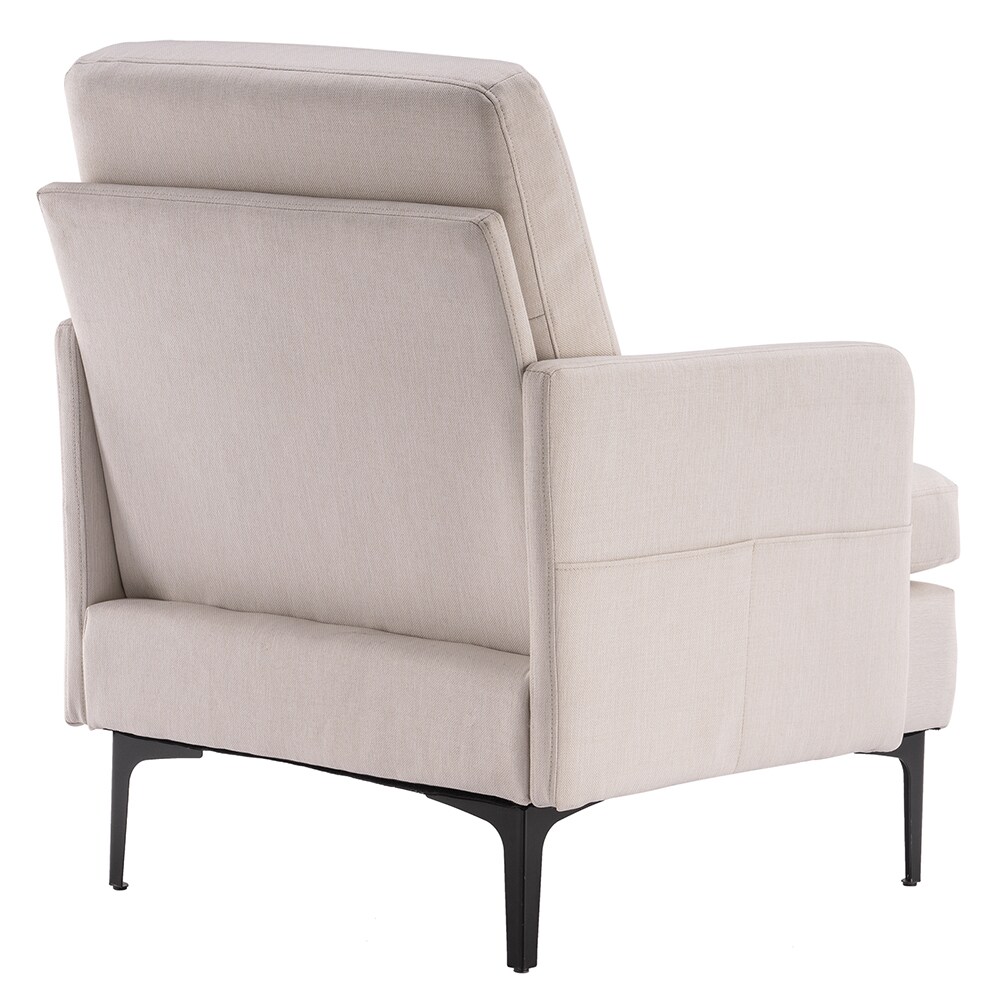 Winado Contemporary Off White Accent Chair With Pine Wood Frame And   64207839 