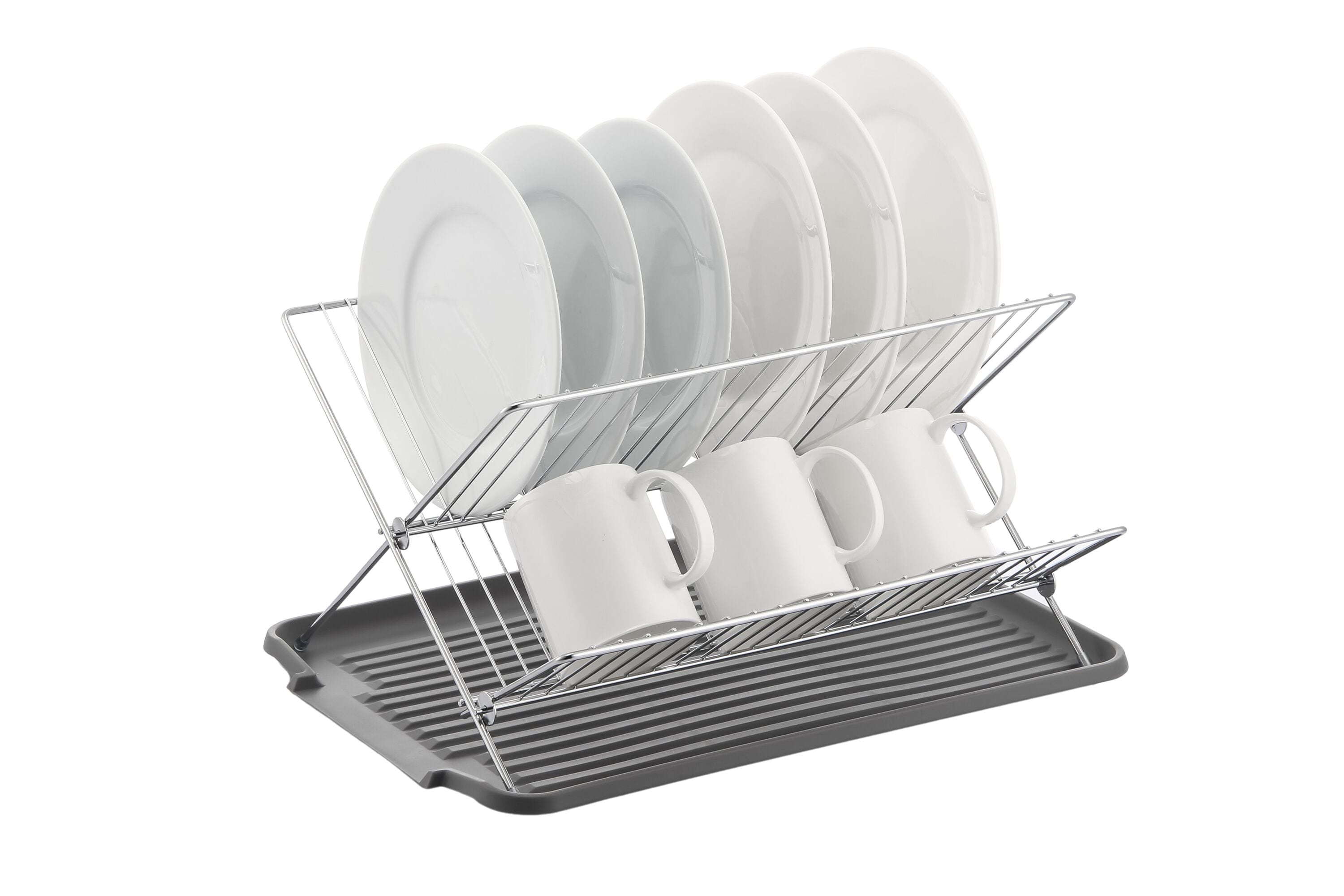 MegaChef 17 Inch Red and Silver Dish Rack with Detachable Utensil