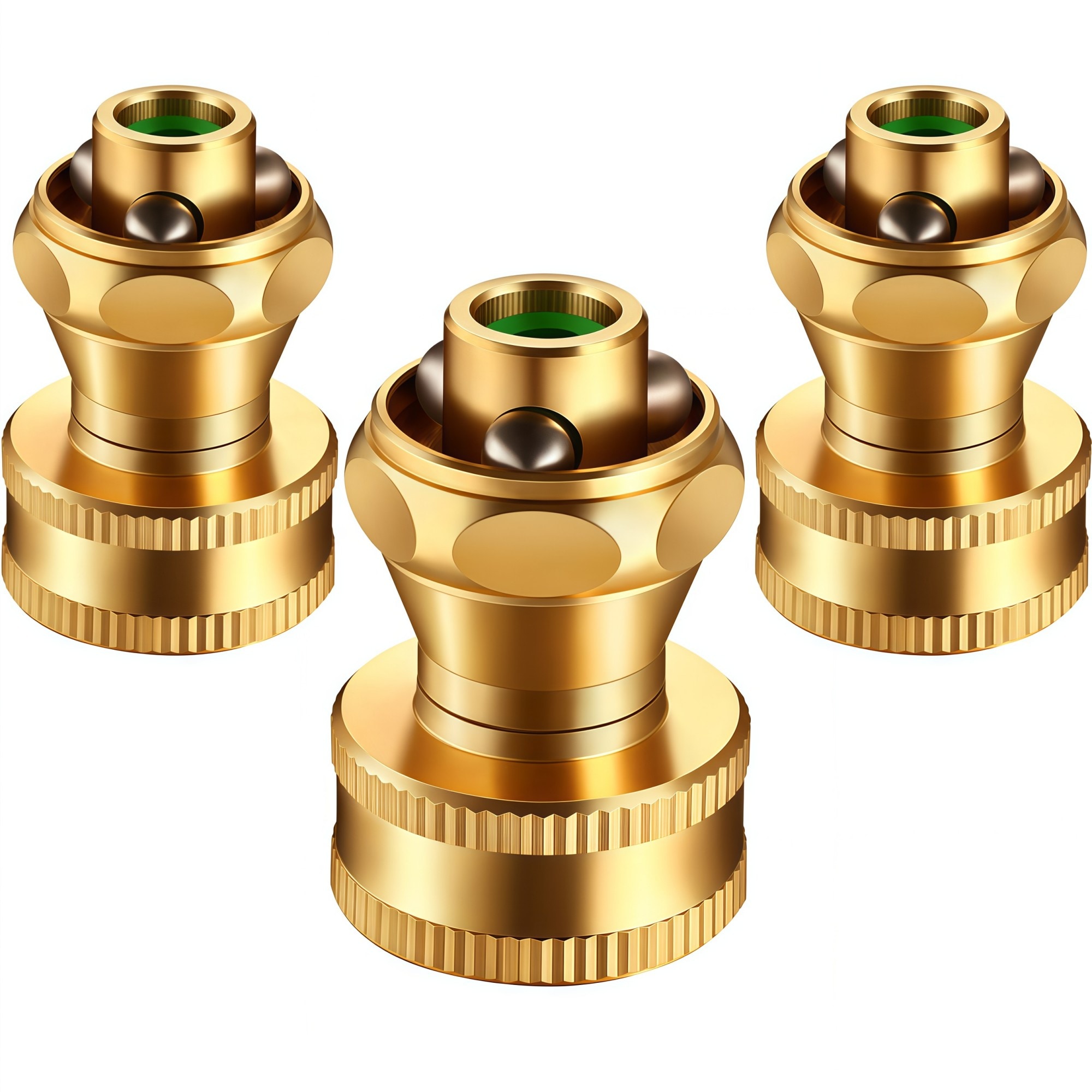 Numhew - 3pk 3/4in NH Thread Adjustable Brass Twist Sprayer Nozzle Gold Hose Nozzle