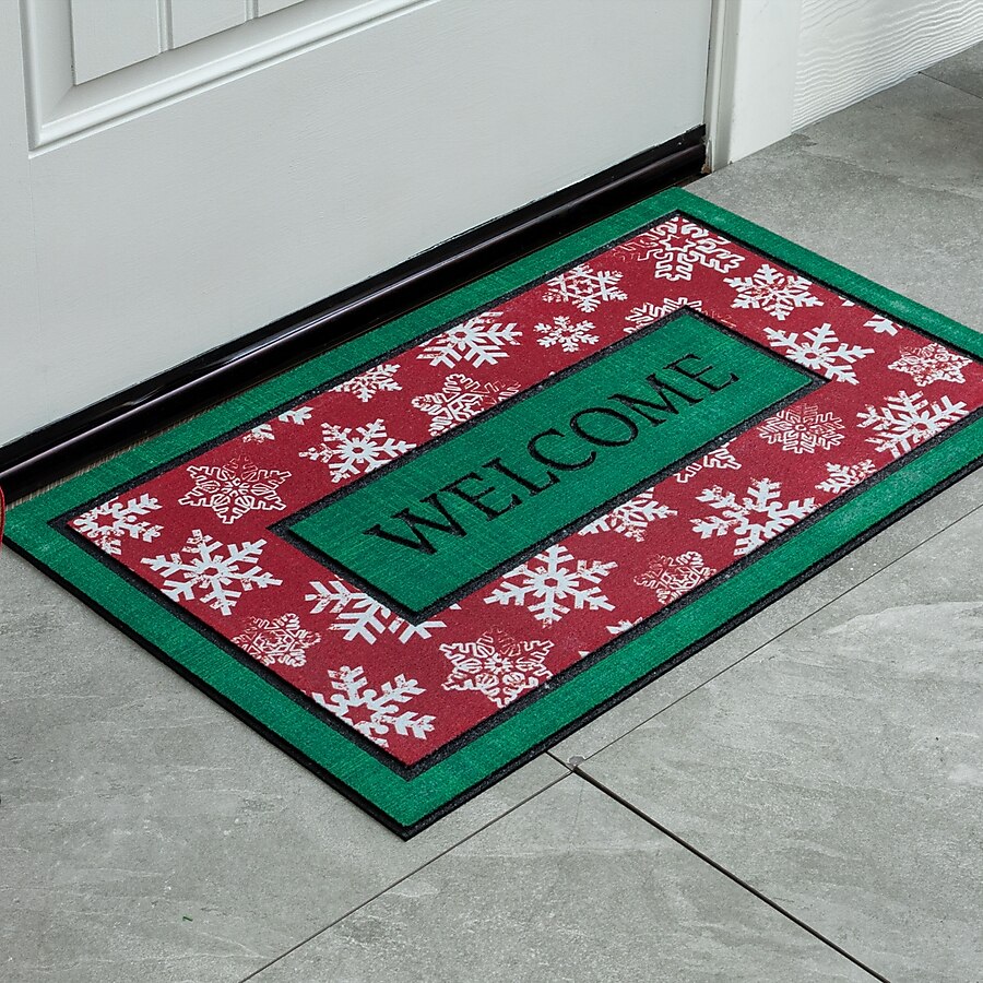 Imports Decor Winter 1-1/2-ft x 2-1/2-ft Red Rectangular Outdoor Door Mat Imports Decor Winter 1-1/2-ft x 2-1/2-ft Red Rectangular Outdoor Door Mat