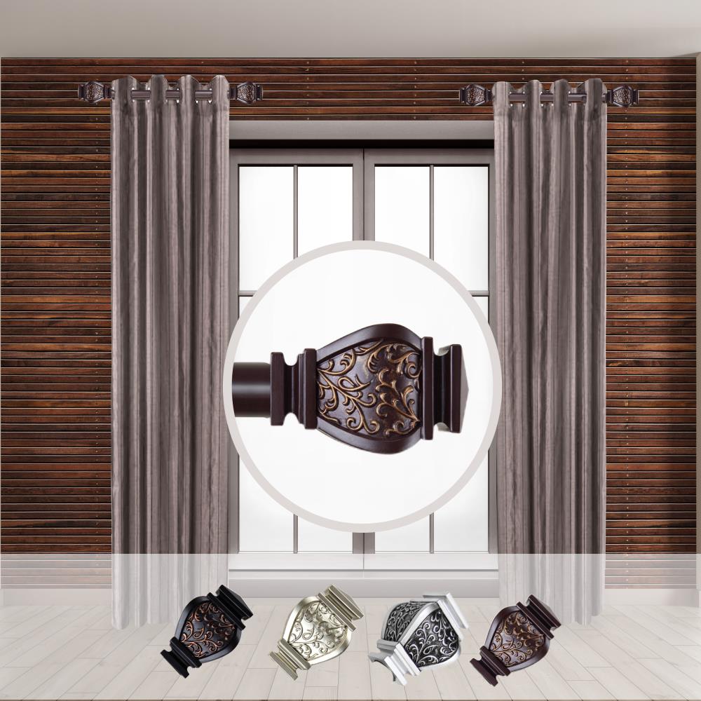 Hart & Harlow LO-SIDE100-14-6 Rina 1-in 12-in to 20-in Mahogany Steel Side curtain rod with Finials