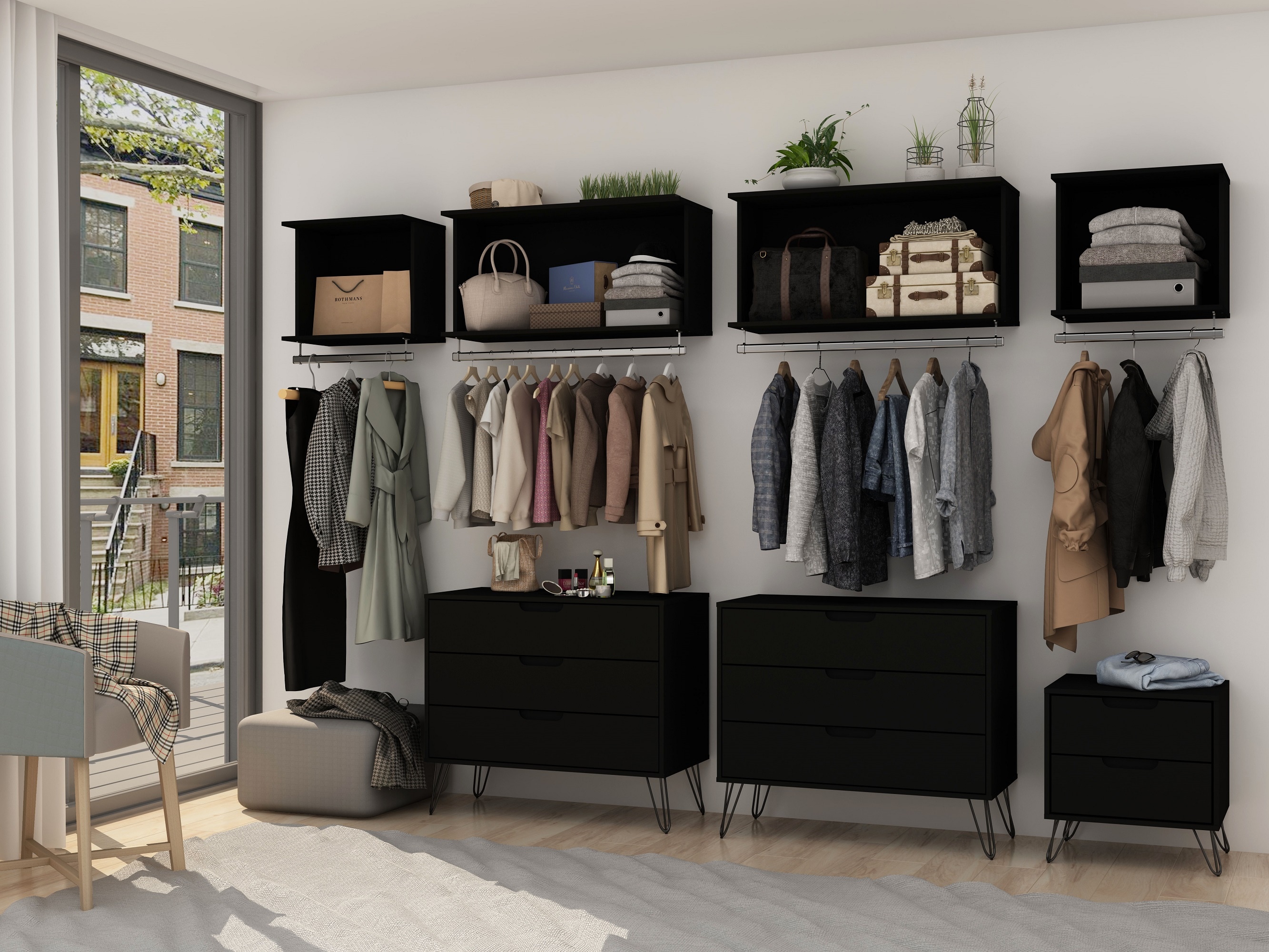 Manhattan Comfort 148GMC2 Rockefeller Black Armoire