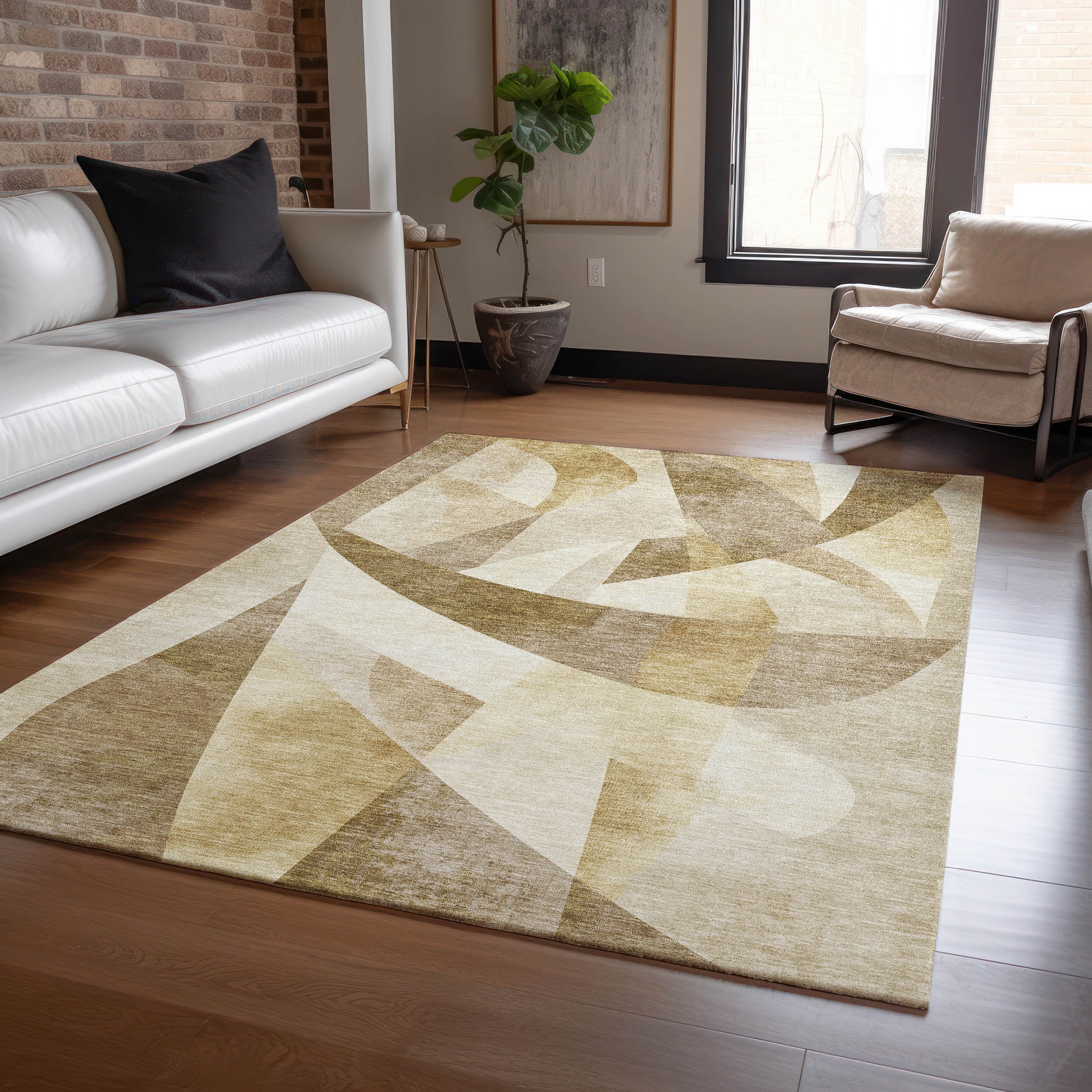 Addison Rugs ACN1836BR8X10 Chantille ACN1836BR 8 x 10 (ft) Loomed Polyester Brown Rectangular Indoor/Outdoor Geometric Machine washable Area rug