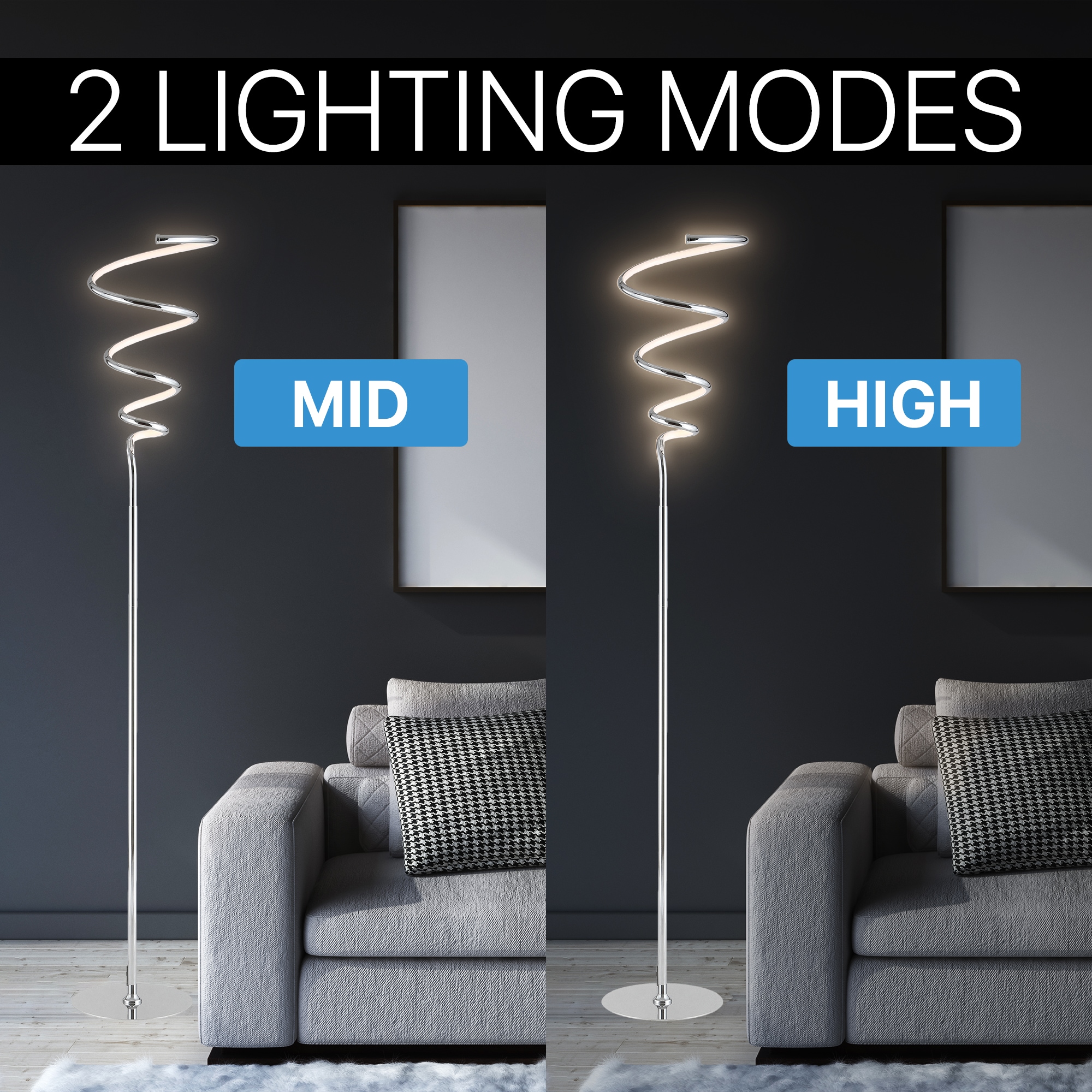 Arc 60.5" Black Polished Steel Modern LED Floor Lamp