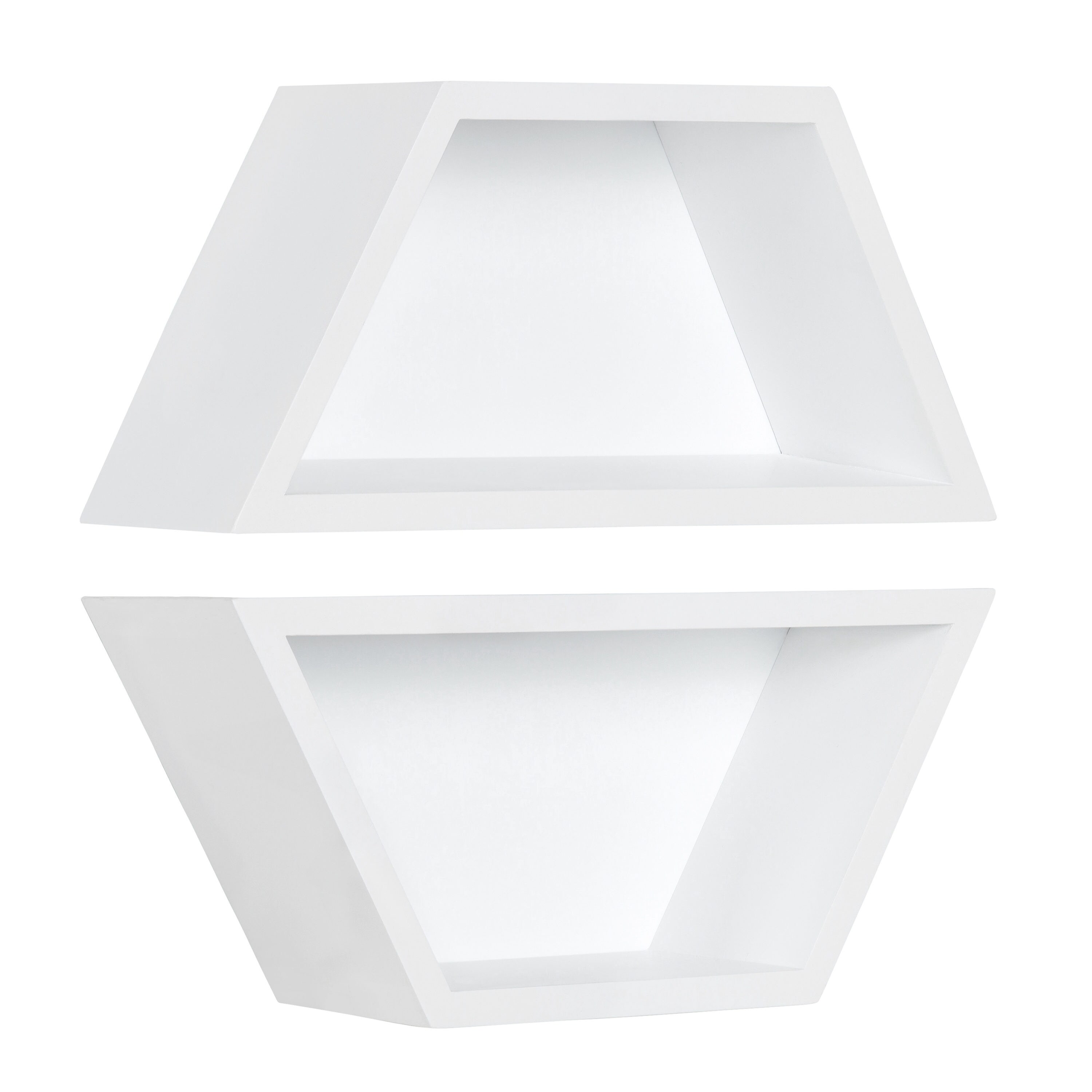 Kate and Laurel 216470 5-Inches L x 5-Inches D x 7-Inches H White Wood Angular Floating shelf 2 Decorative Shelves