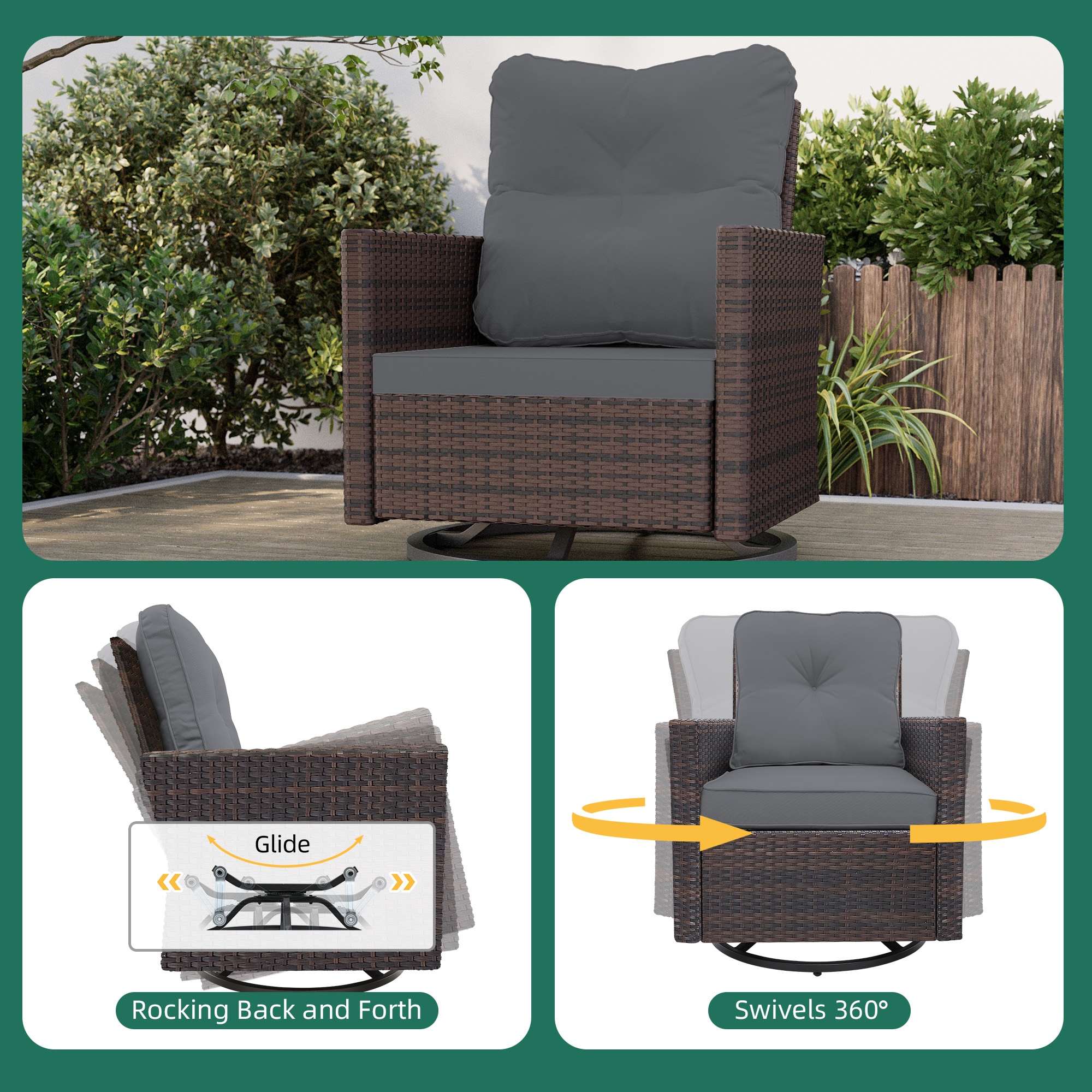 UPHA TBBR-ABC43Y11-DGAY Patio-Conversation-Sets - View #7