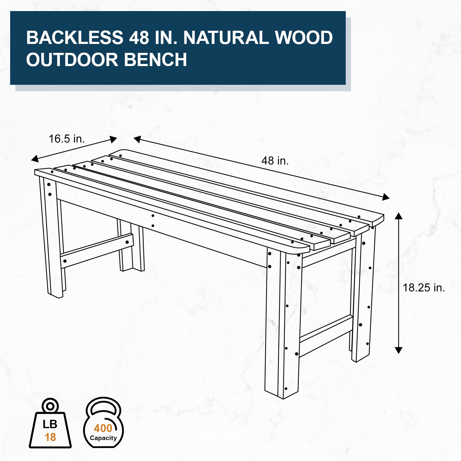 Natural Cedar 4-Foot Backless Garden Bench