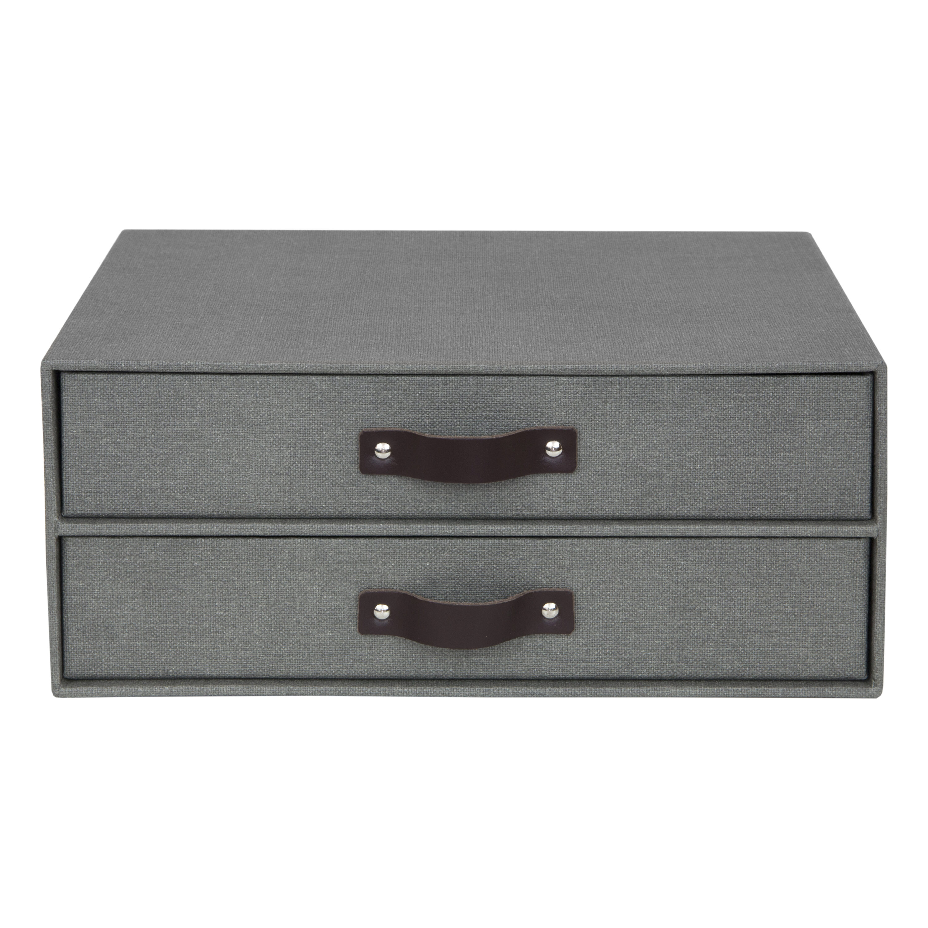 BIGSO BOX OF SWEDEN 9431C6443 Canvas Grey 2-Compartment Fiberboard File Box