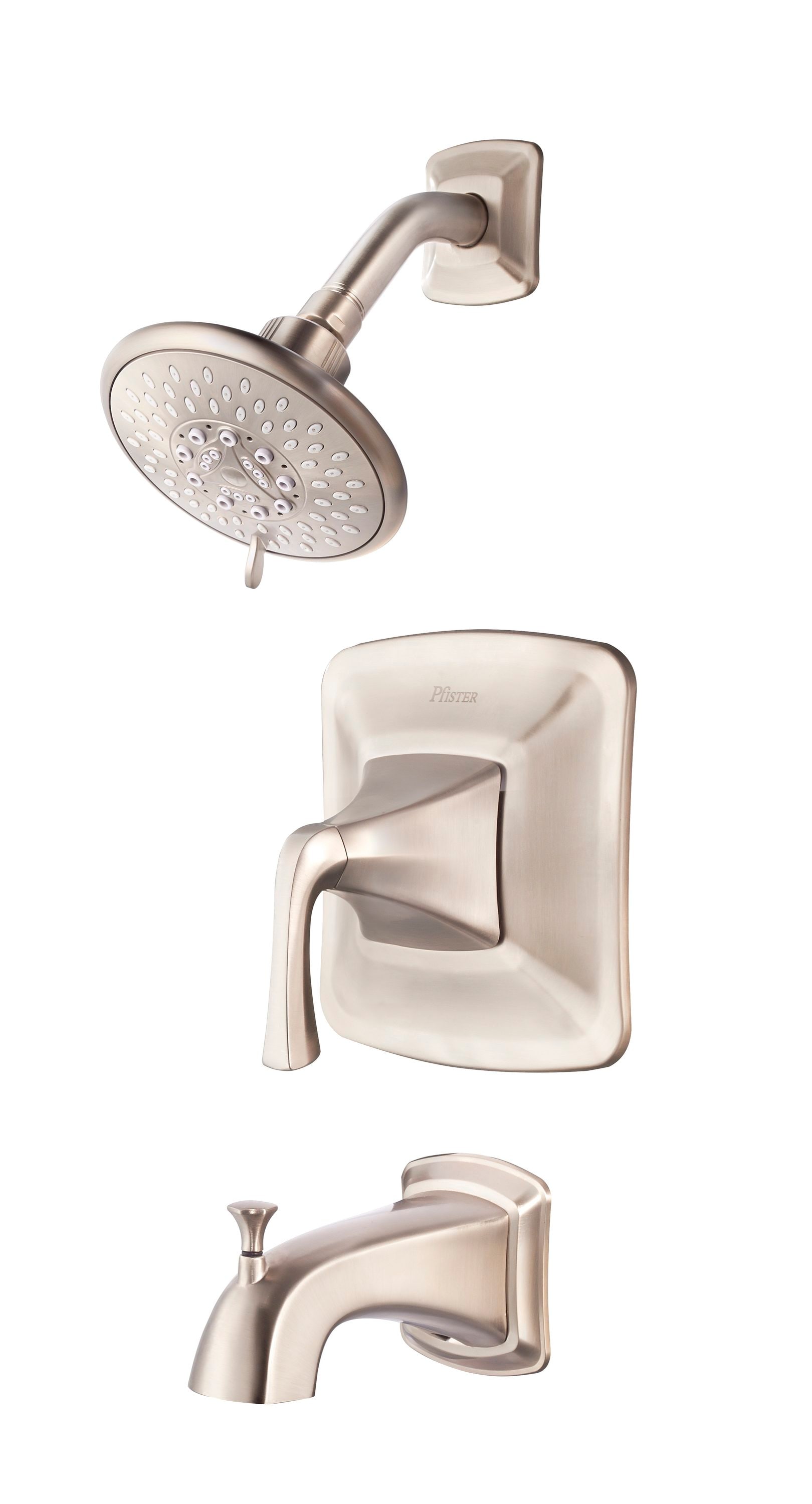 Pfister 8P8-WS-SLSK Selia Brushed Nickel 1-handle Multi-function Round Bathtub and Shower Faucet Valve Included
