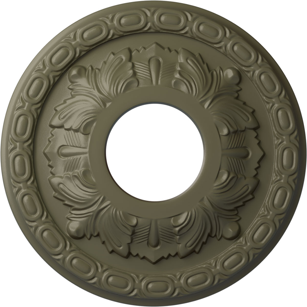 Ekena Millwork CM11LFSSF Leaf 11.375-in W x 11.375-in L Painted Spartan Stone Polyurethane Whole Ceiling Medallion