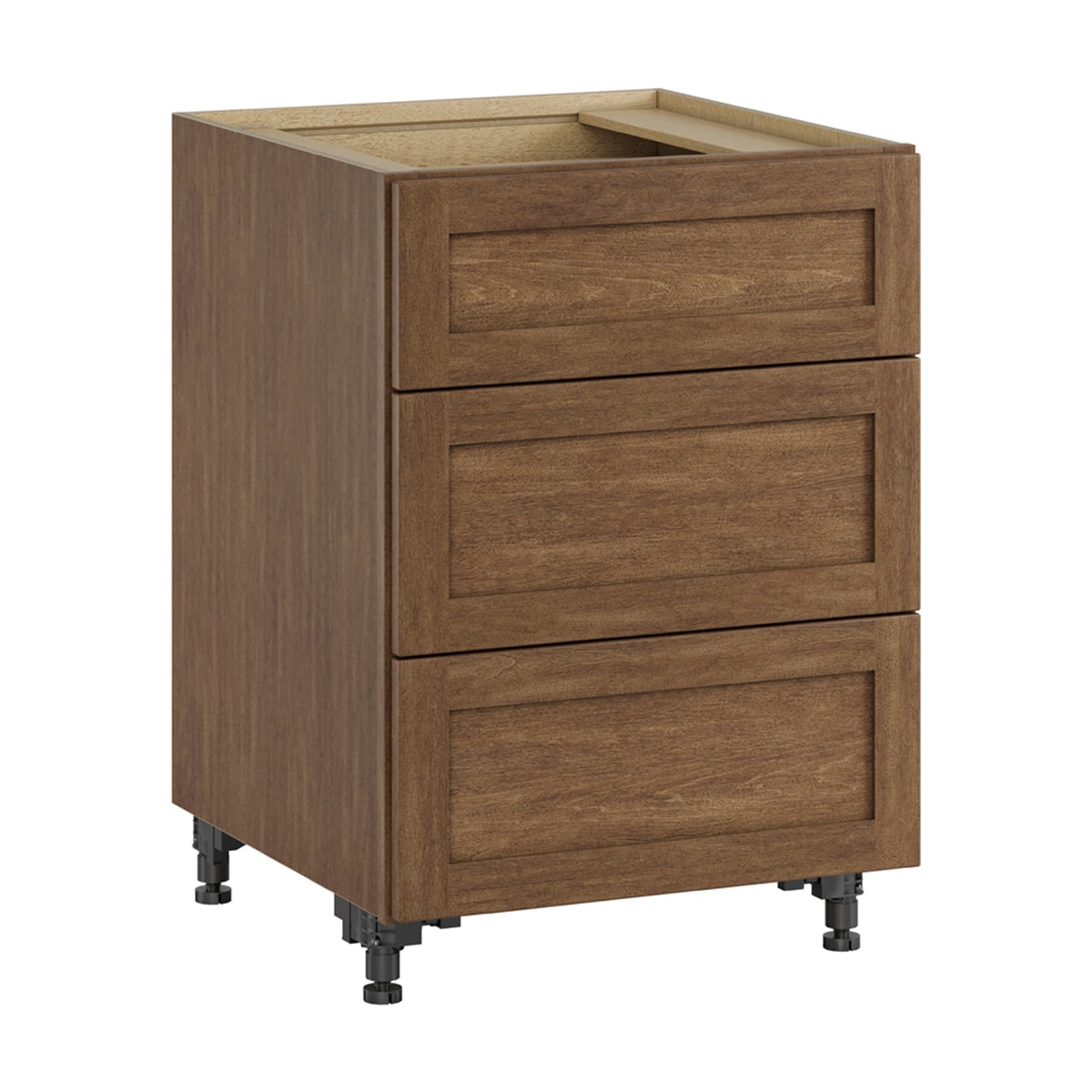 Whalen CLICK-IT LWSCLICK-17LW Sherwood Hills 24-in W x 34.5-in H x 24-in D Walnut Birch 3 -Drawers Drawer Base Ready to assemble Plywood Cabinet (Raised Panel Shaker)