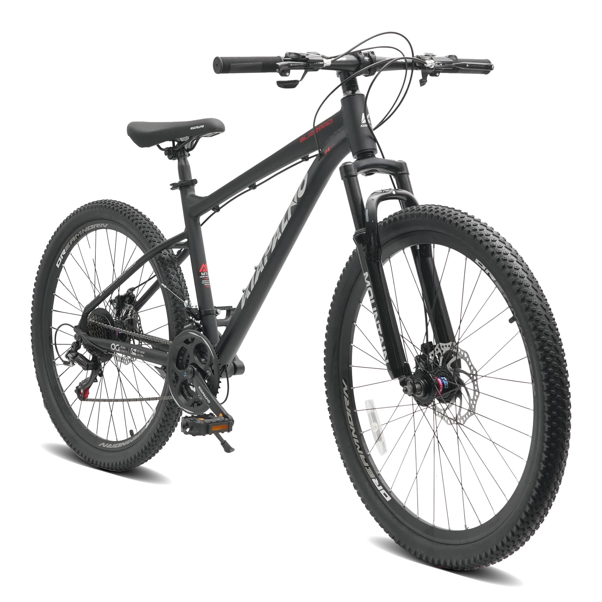 Vynxaria  26 Inch All Terrain Mountain Bike 21 Speed Drivetrain Disc Brakes Carbon Steel Frame Front Suspension for Trail Riding Touring Black