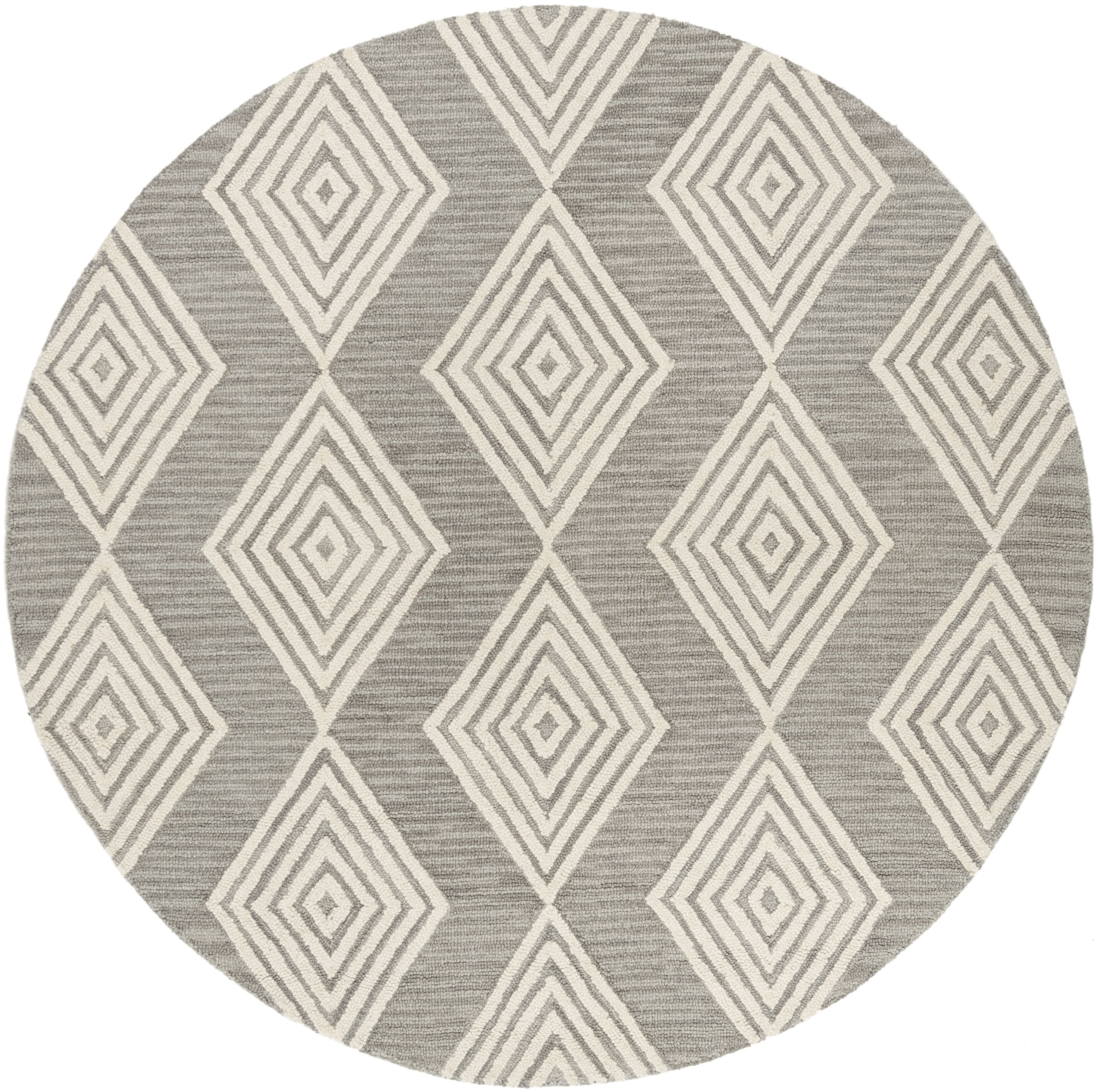 Safavieh BLM111F-6R Blossom Madora 6 x 6 (ft) Tufted Wool Dark Gray/Ivory Round Indoor Abstract Bohemian/Eclectic Area rug