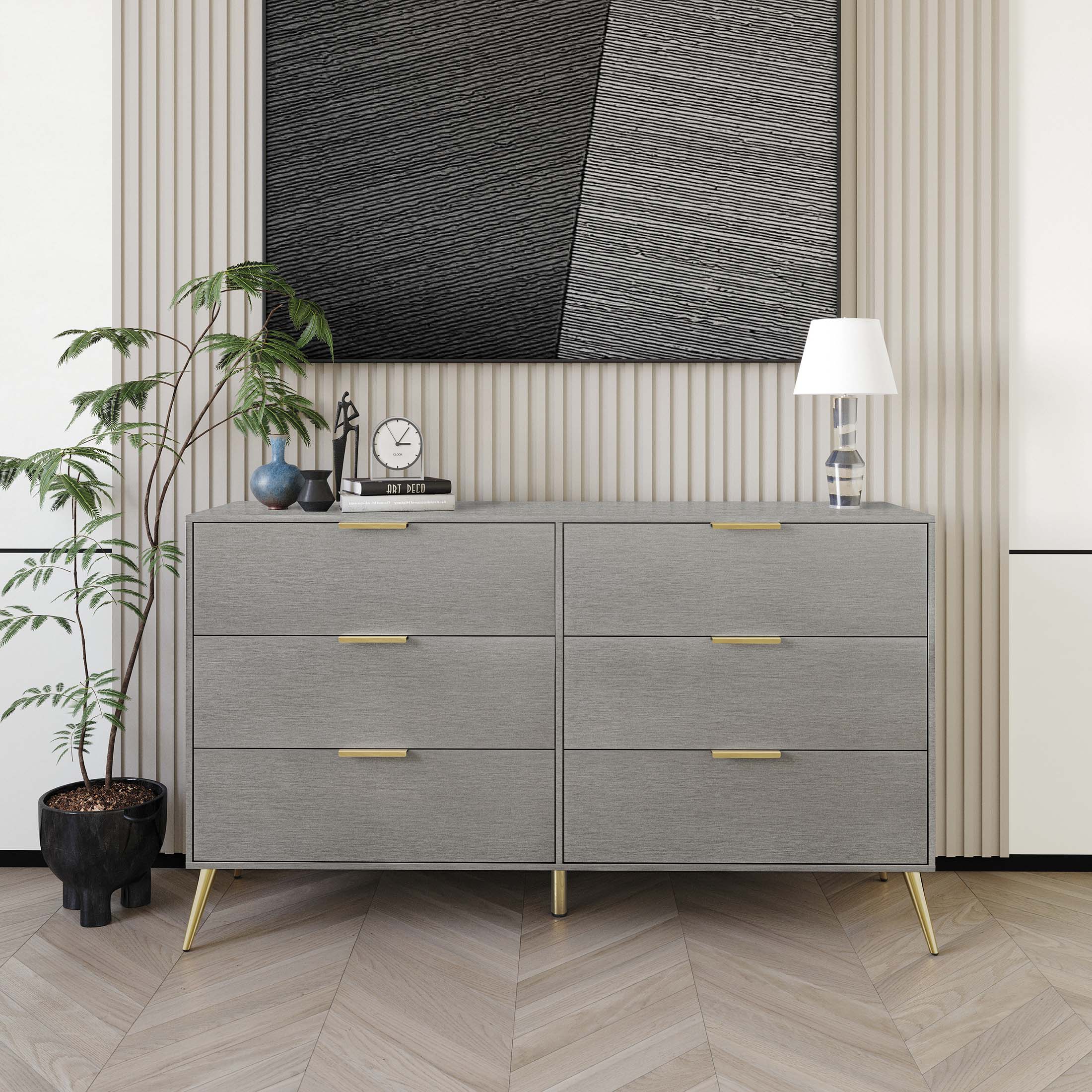 CasePiece C90138DR-SV Silver Grey 6 -Drawer Standard dresser