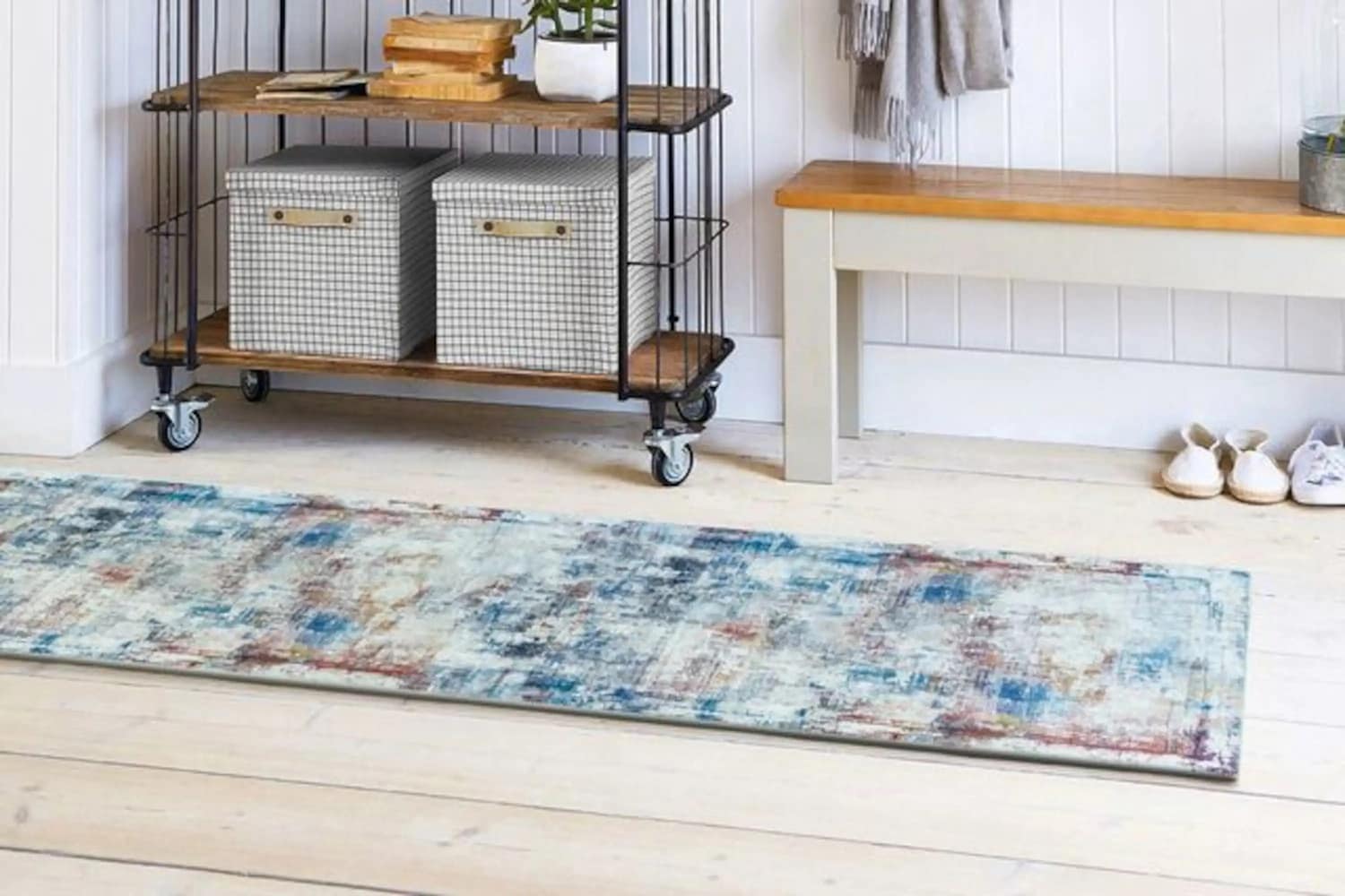 Soft Woven RUNNER-ABS-IVR-2939 3 x 10 (ft) Hooked Cotton Multiple colors/finishes Rectangular Indoor Solid Vintage Machine washable Runner rug