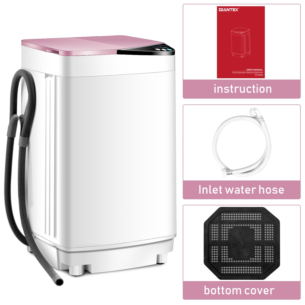 Costway 0.8-cu ft Agitator Top-Load Washer (White,Pink) EP23936PI at ...