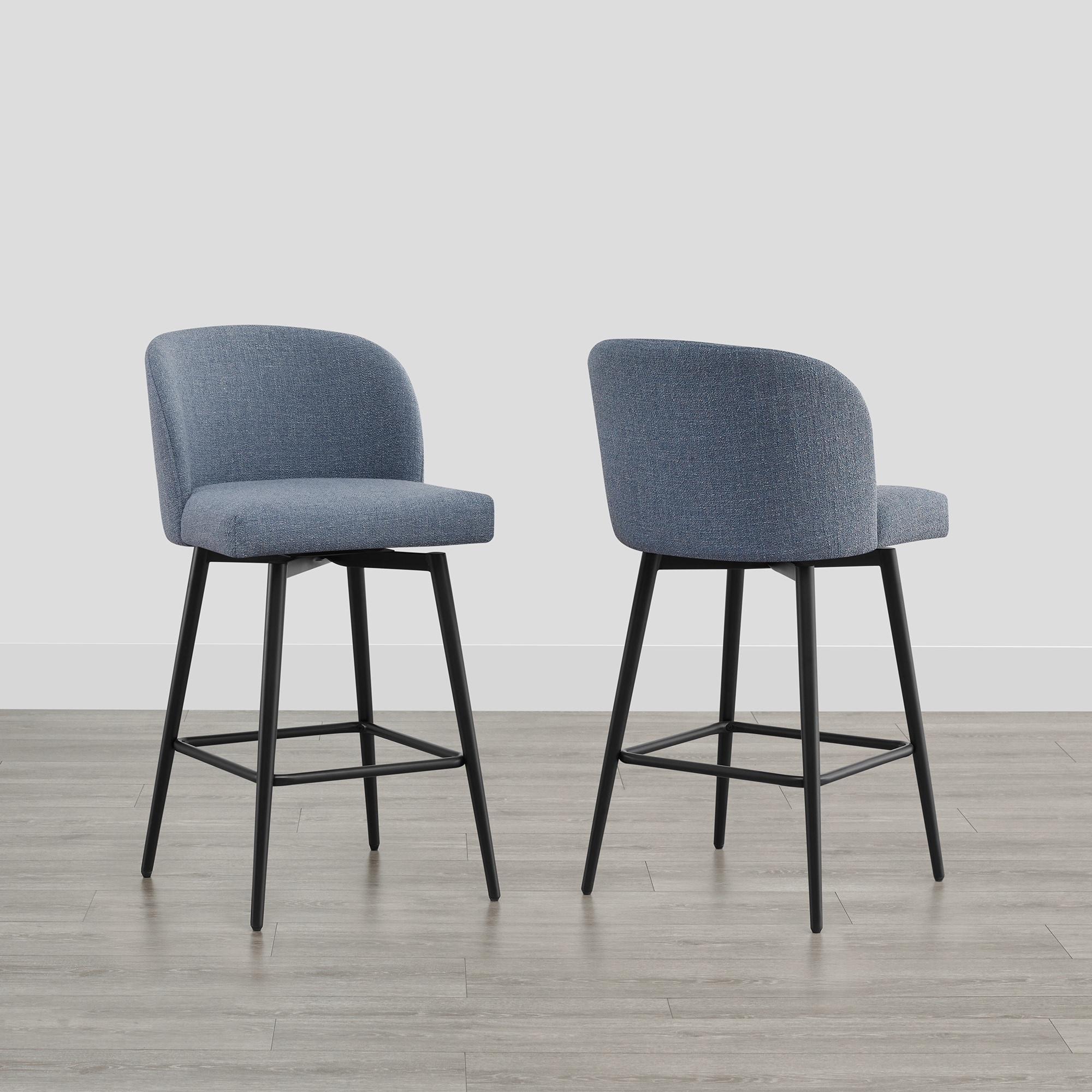 Circle 55 LWSY2001-A360 2 -Set Capri Blue 27-in H Counter height Bucket seat Upholstered Swivel Metal Bar Stool and Back