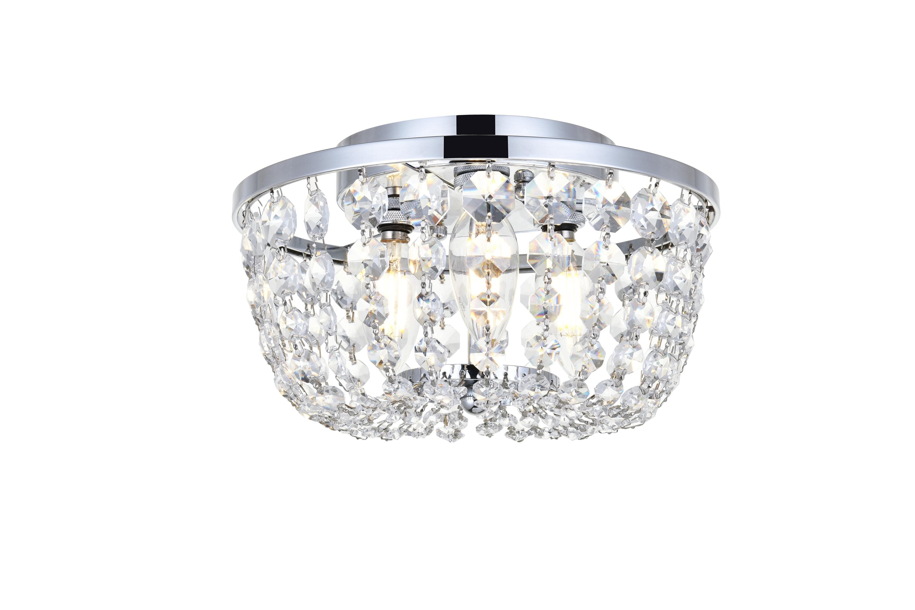 Cora 10 Inch Chrome Flush Mount with Clear Crystal Trim