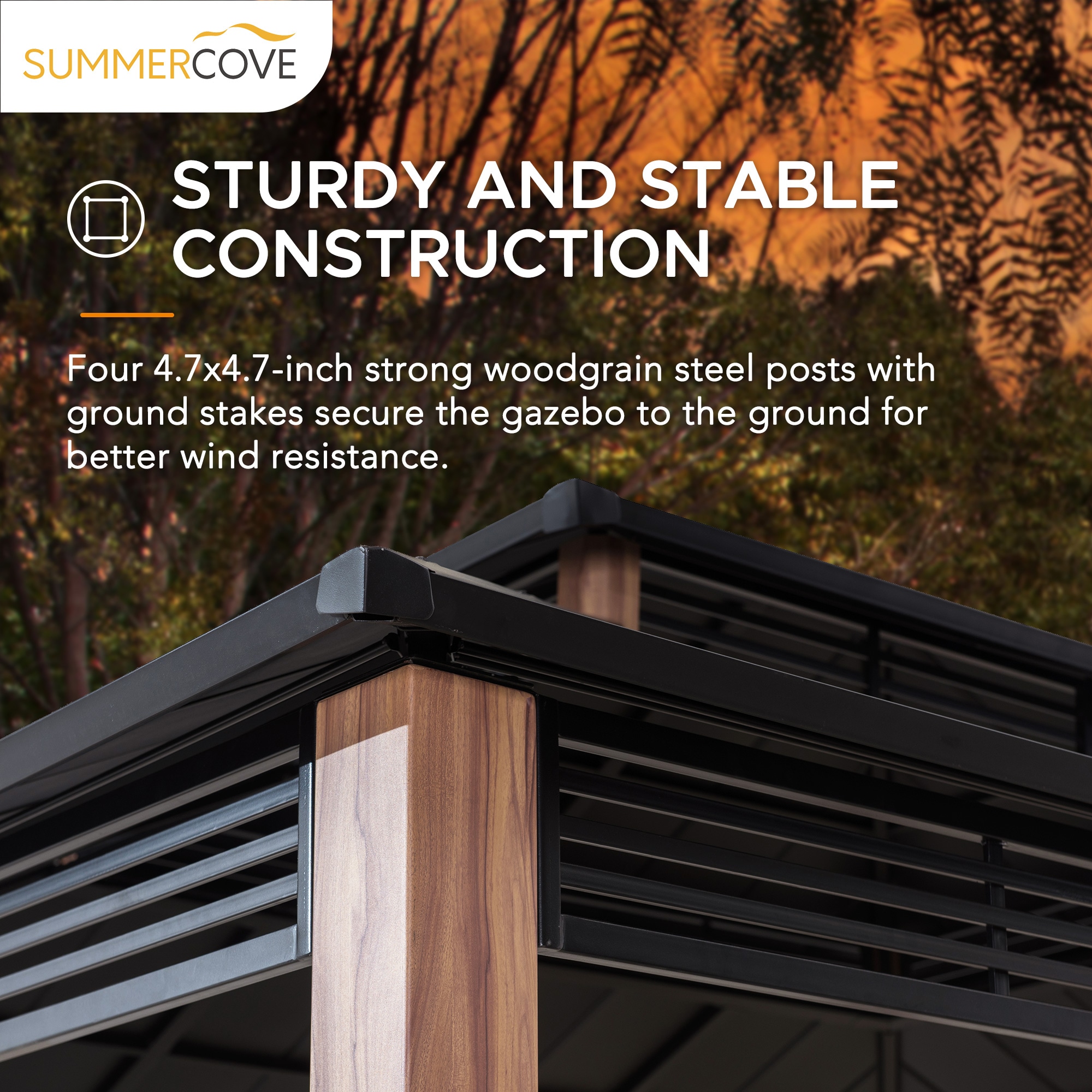 Sunjoy Roberts 13 x 15 ft. Black Steel Frame Hardtop Gazebo
