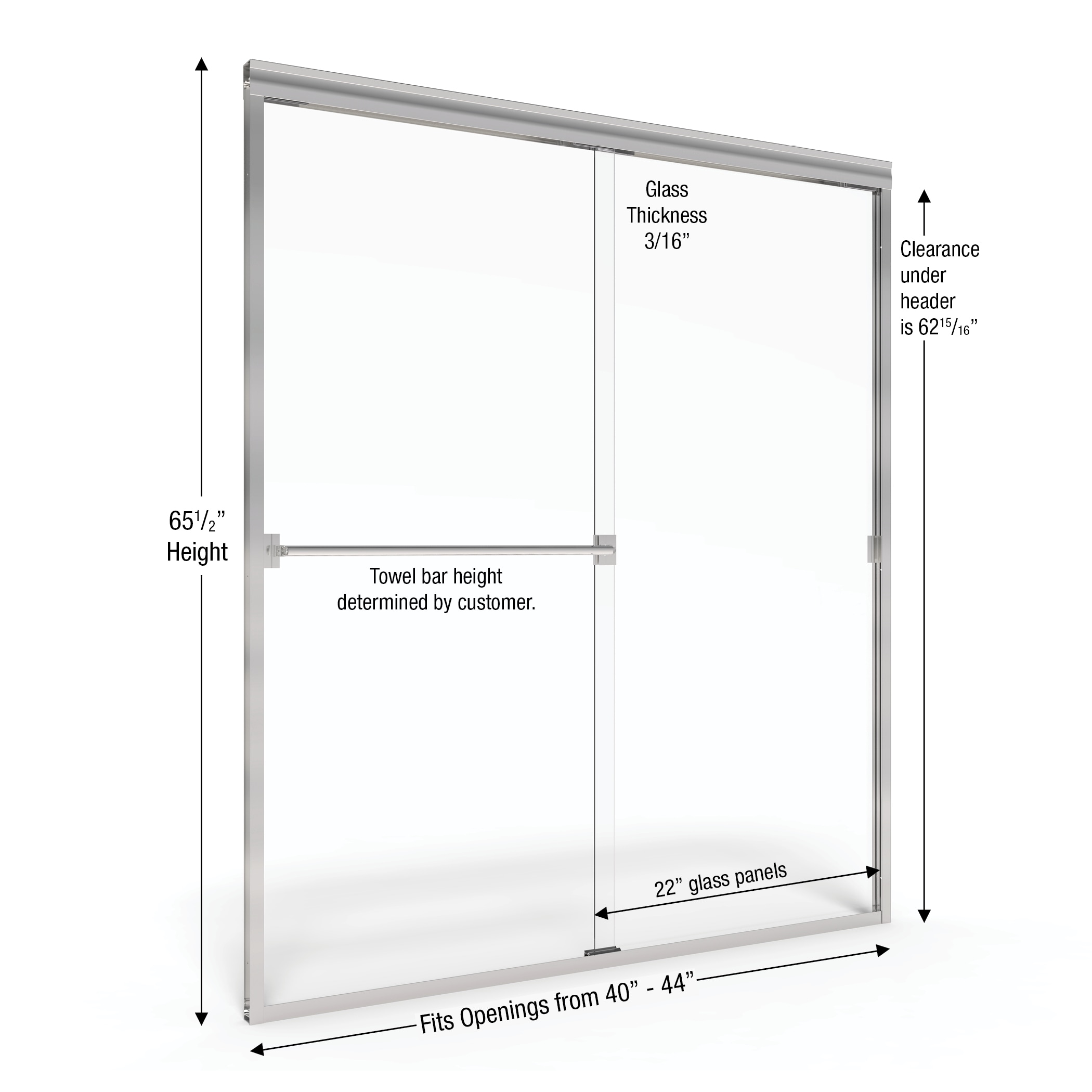 Classic Brushed Nickel Semi-Frameless Sliding Shower Door