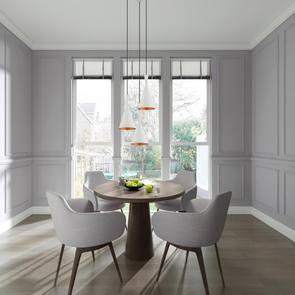 Mini Dual-Cone Pendant Light in White with Gold Interior Finish