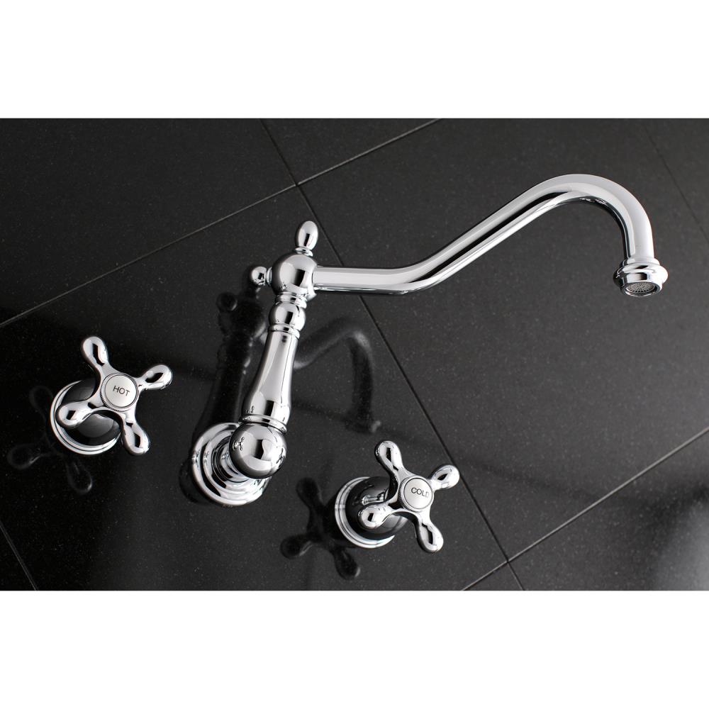 Kingston Brass WLKS1021AX Heritage Polished chrome 2-handle Wall-mount High-arc Bathtub Faucet ( Valve Included )