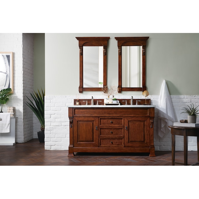 Double Sink Bathroom Vanity, Cherry Wood Furniture Vanity