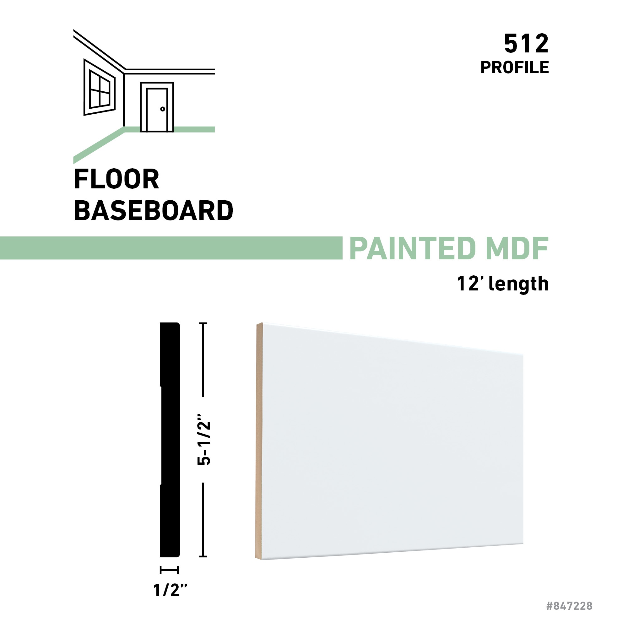 allen + roth 512 12 FBDWH Baseboard-Moulding - View #3