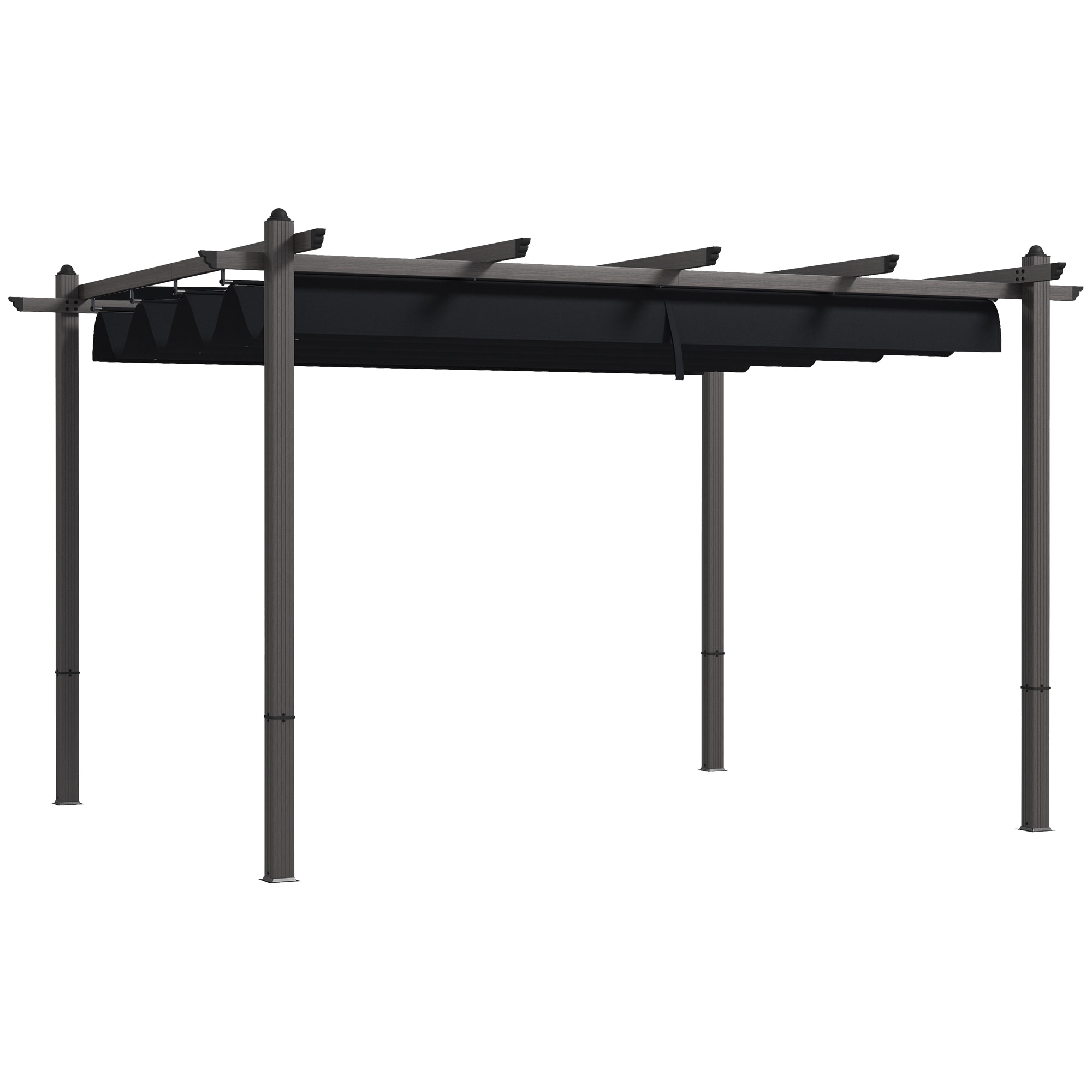 Kahomvis AOS-QP109-087 10 x 12ft Retractable Pergola Canopy 12-ft W x 10-ft L x 7-ft 3-in H Gray Metal Freestanding Pergola with Canopy
