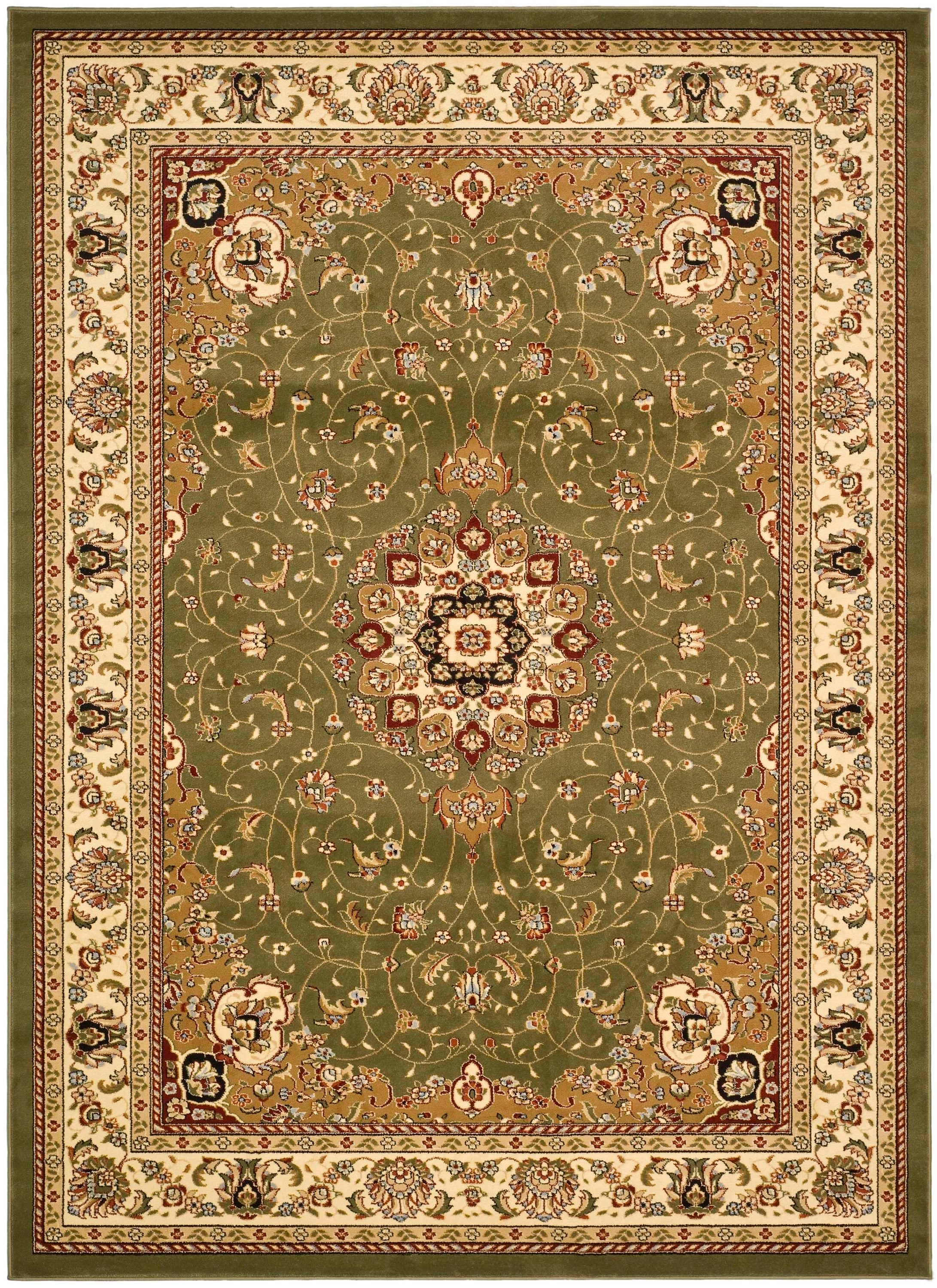 Safavieh LNH329B-9 Lyndhurst Kerman 9 x 12 (ft) Loomed Polypropylene Sage/Ivory Rectangular Indoor Floral/Botanical Oriental Area rug